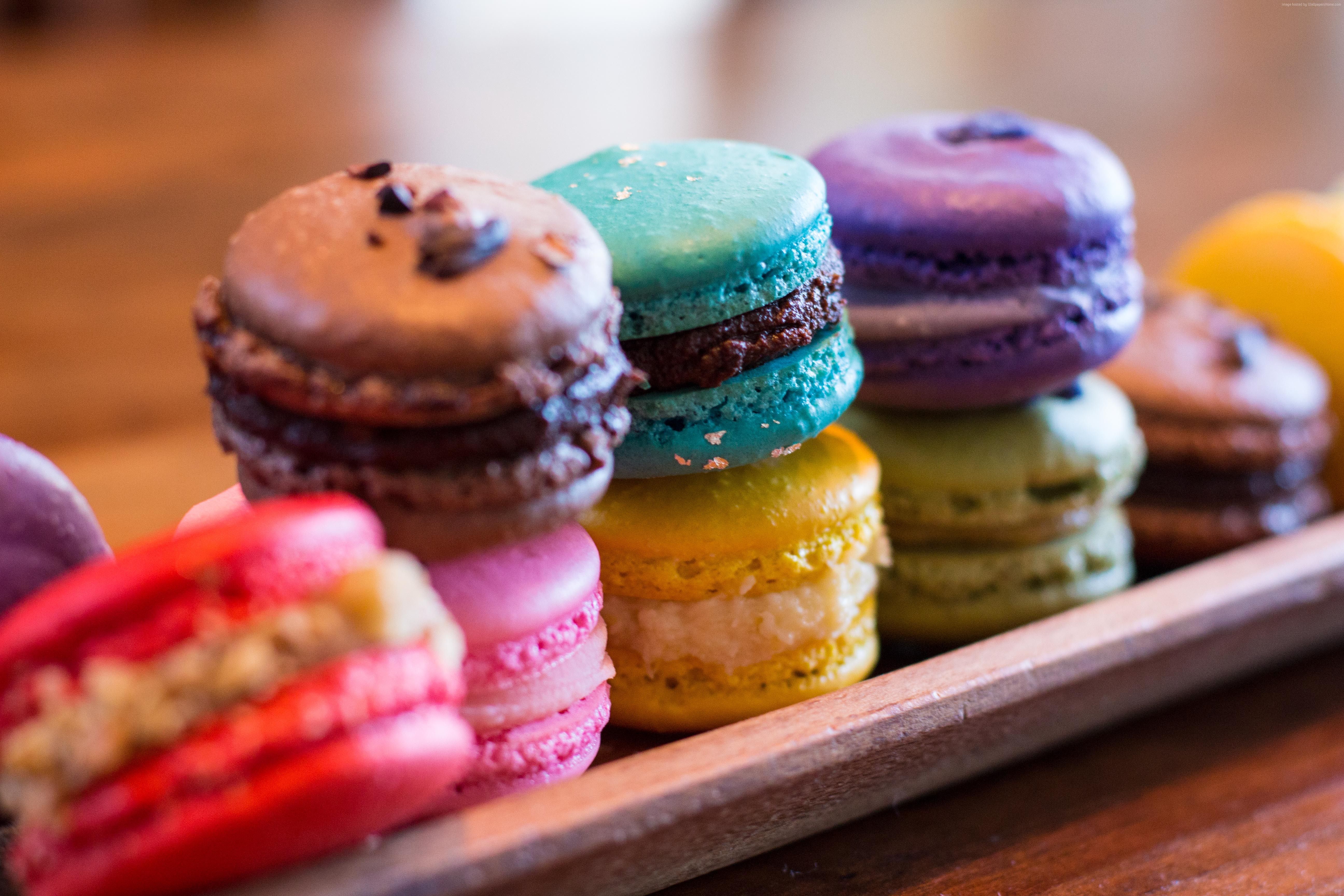 Wallpaper macaroon, French pastries, cookies, colorful, Food