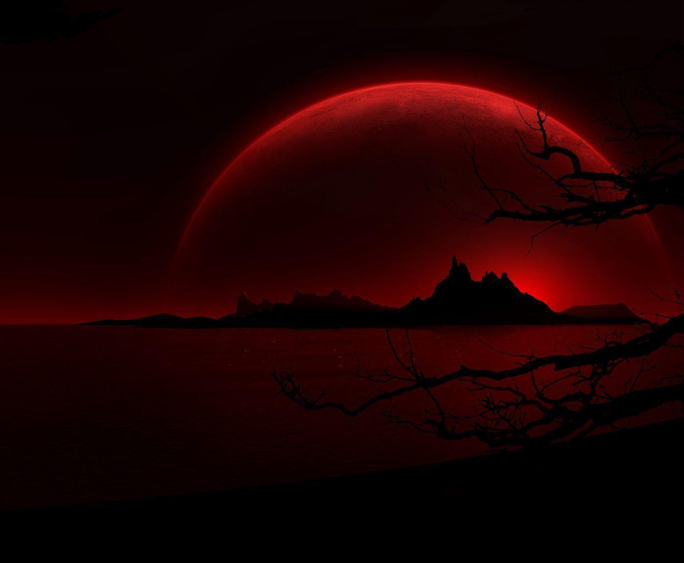 red moon wolf wallpaper