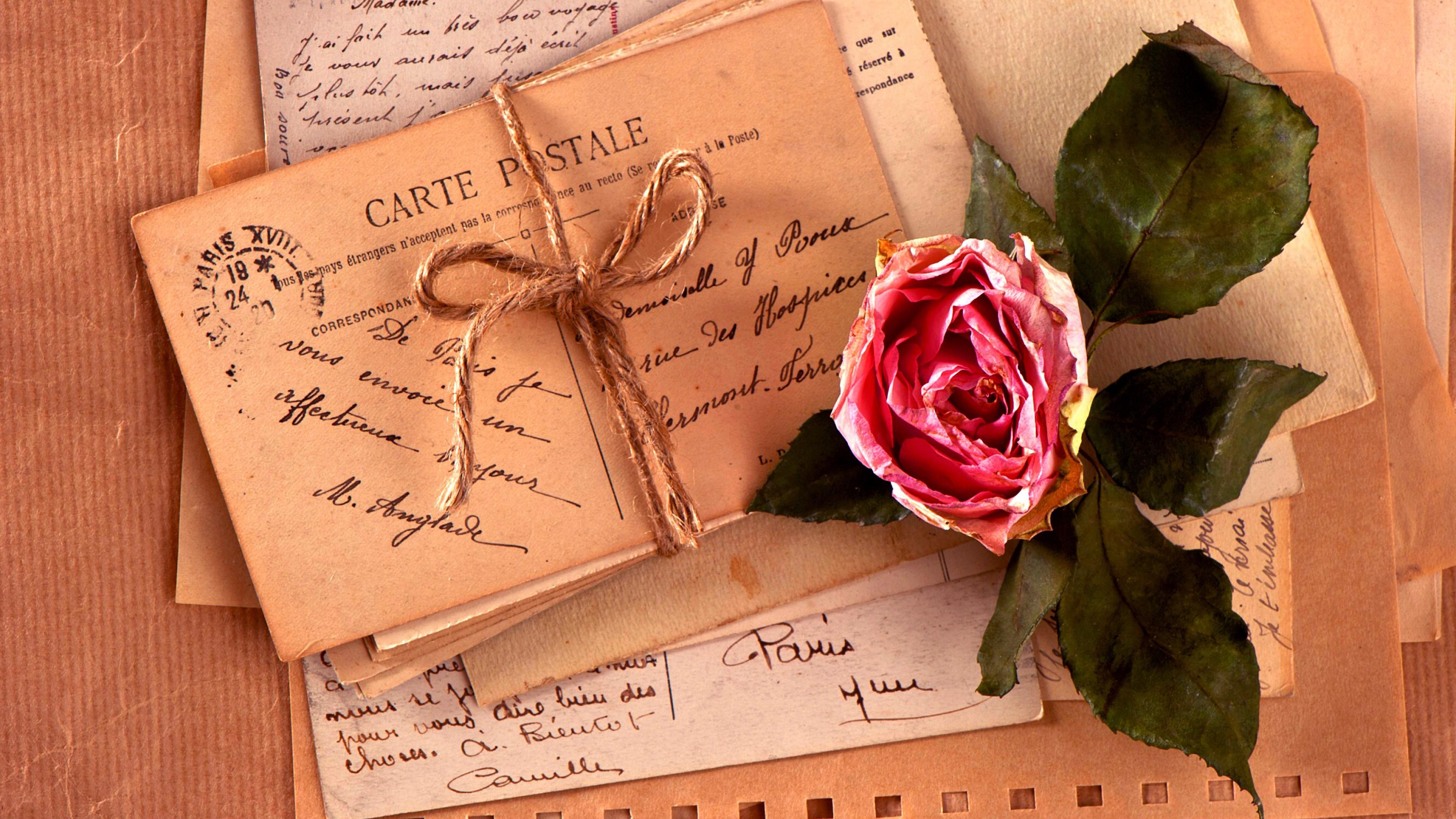 Vintage Love Letters With A Rose Wallpaper. Wallpaper Studio 10