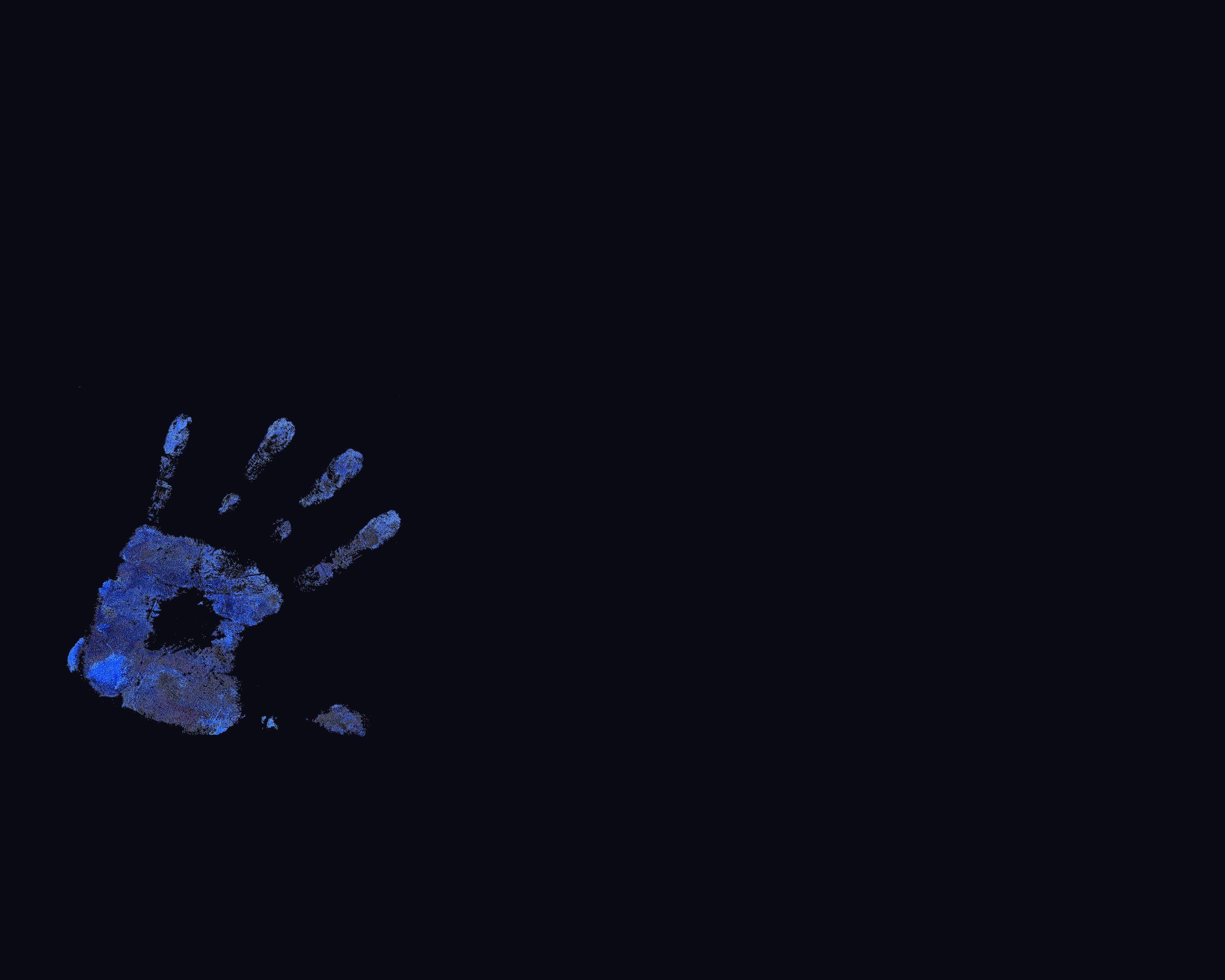 Download wallpaper 2560x2048 hand, print, black background HD background