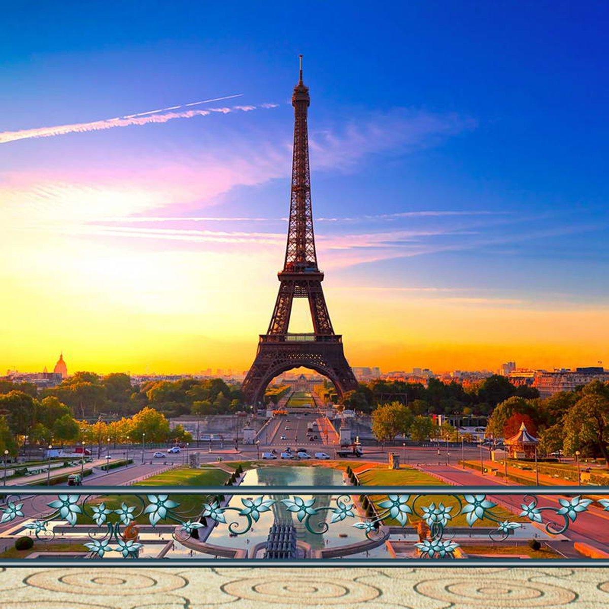 Paris Eiffel Tower Photography Backdrop Beautiful City View Blue Sky