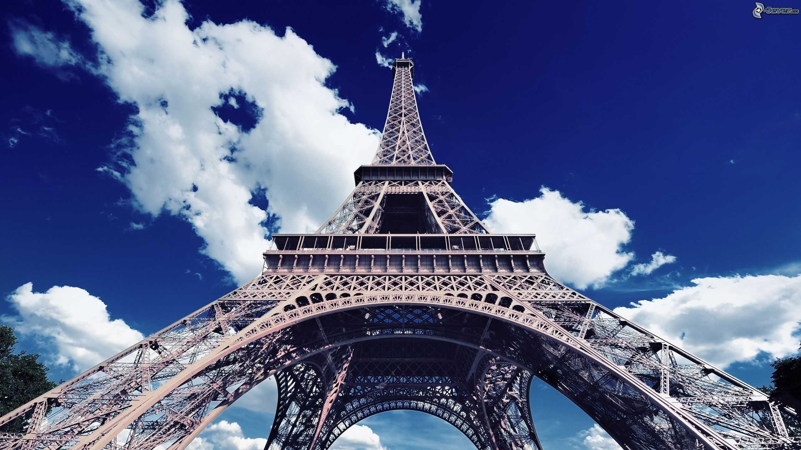 Eiffel Tower Background Wallpaper HD Pics For Computer On Blue Sky