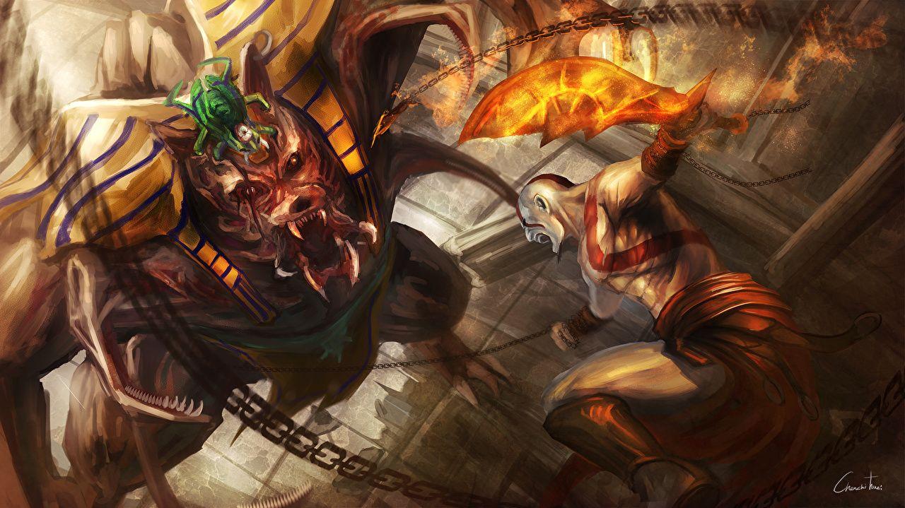 Wallpaper God of War Monsters Warriors Games Battles
