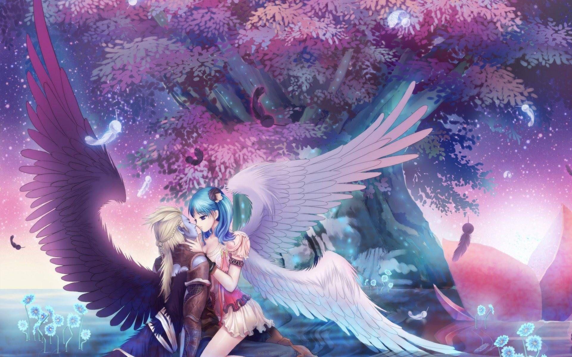 Beautiful angel romance & Manga Wallpaper. Anime