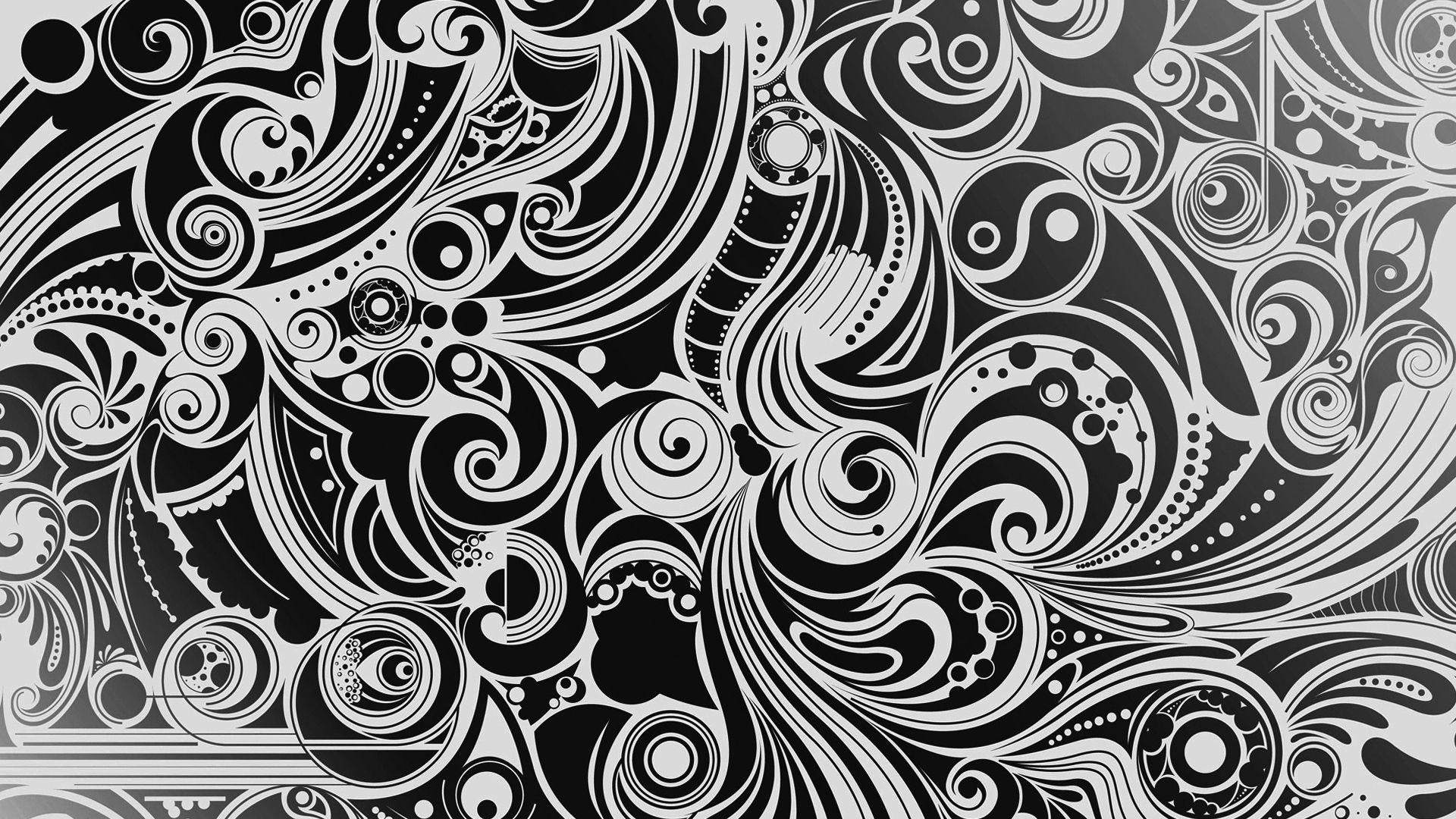 Download wallpaper 1920x1080 black, white, pattern, shape, patterns