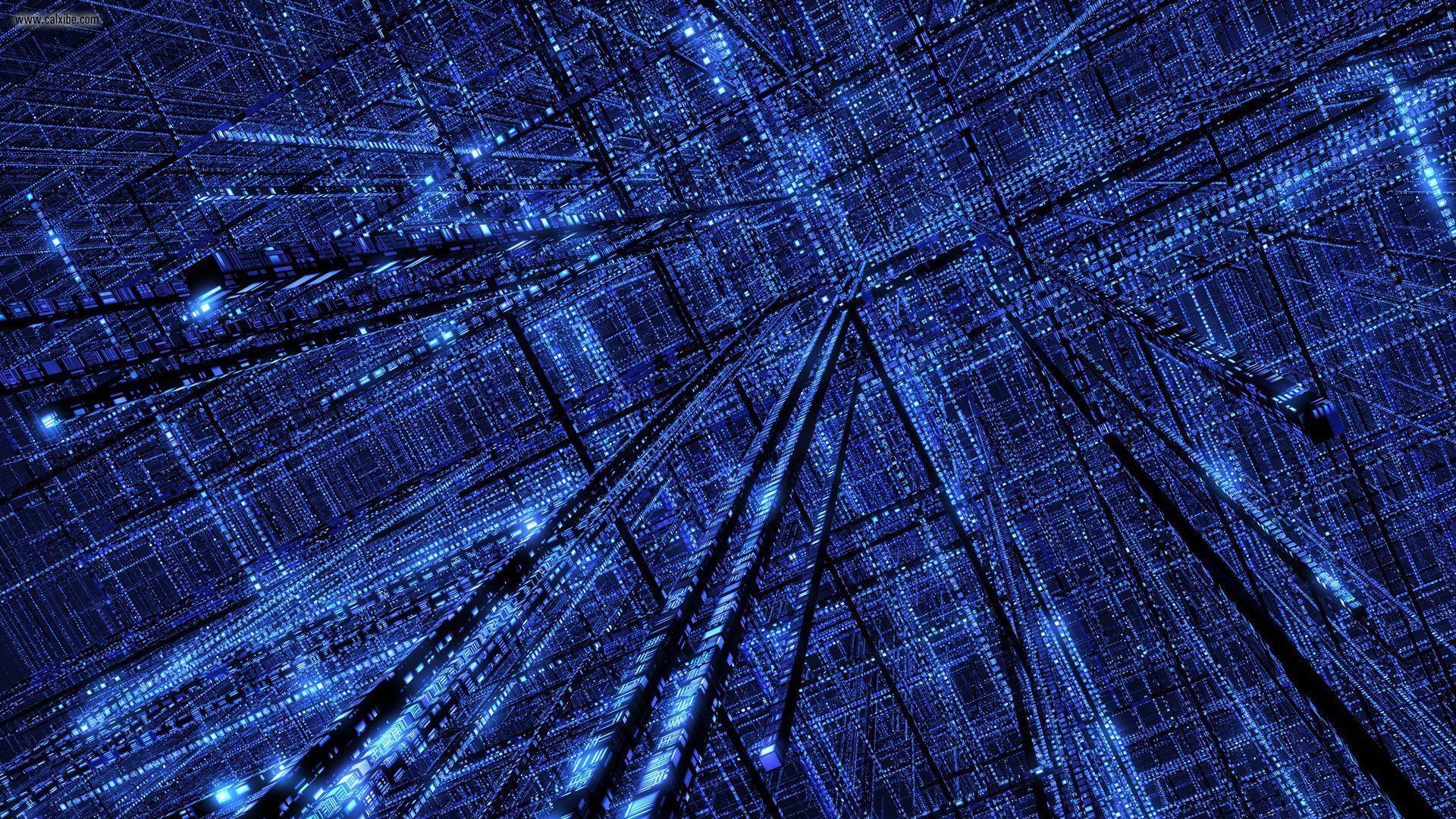 Abstract Binary Blue Digital Art Matrix Wallpaper. Background
