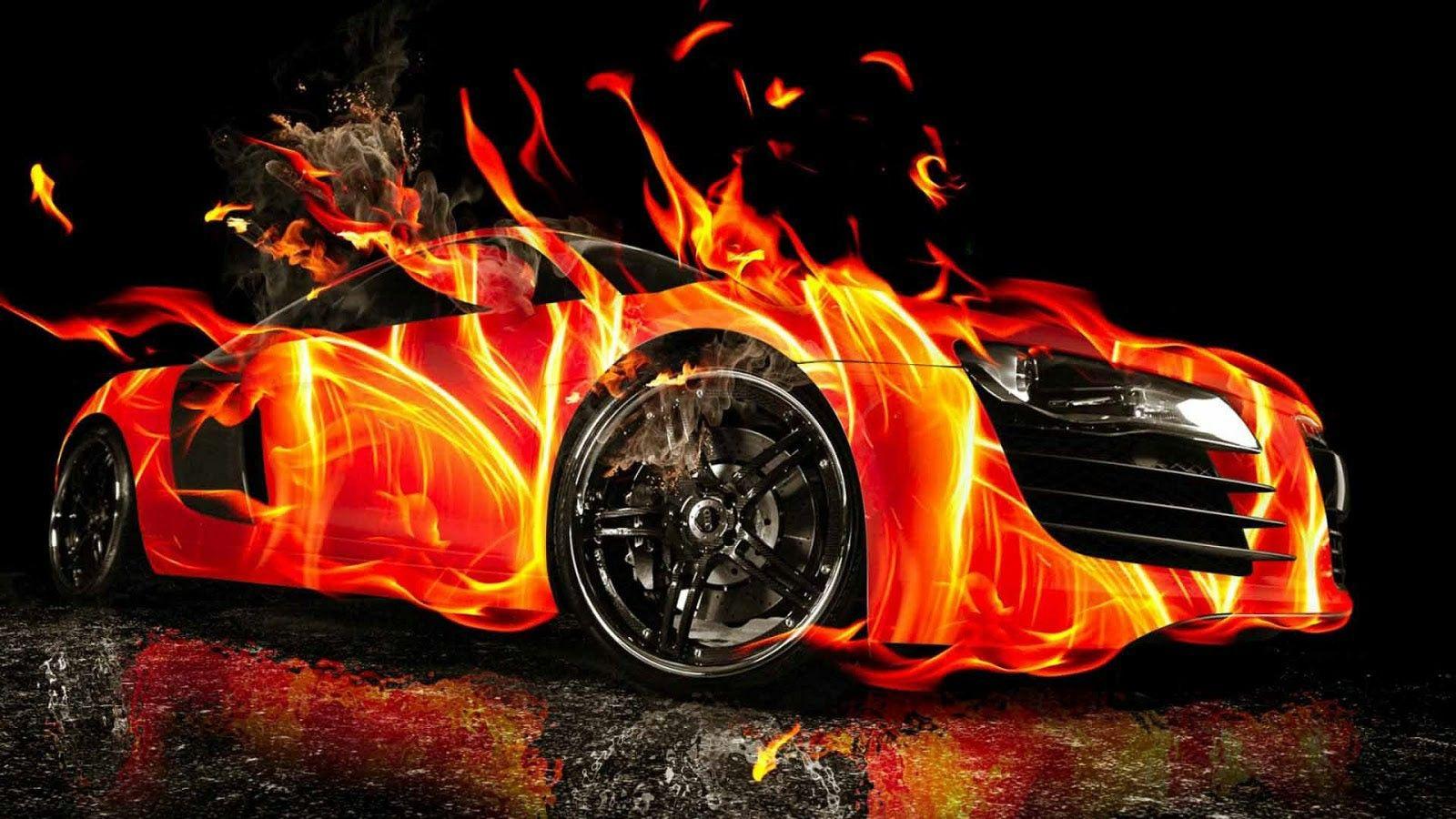 Free 3D Car Fire Wallpaper HD Desktop Download