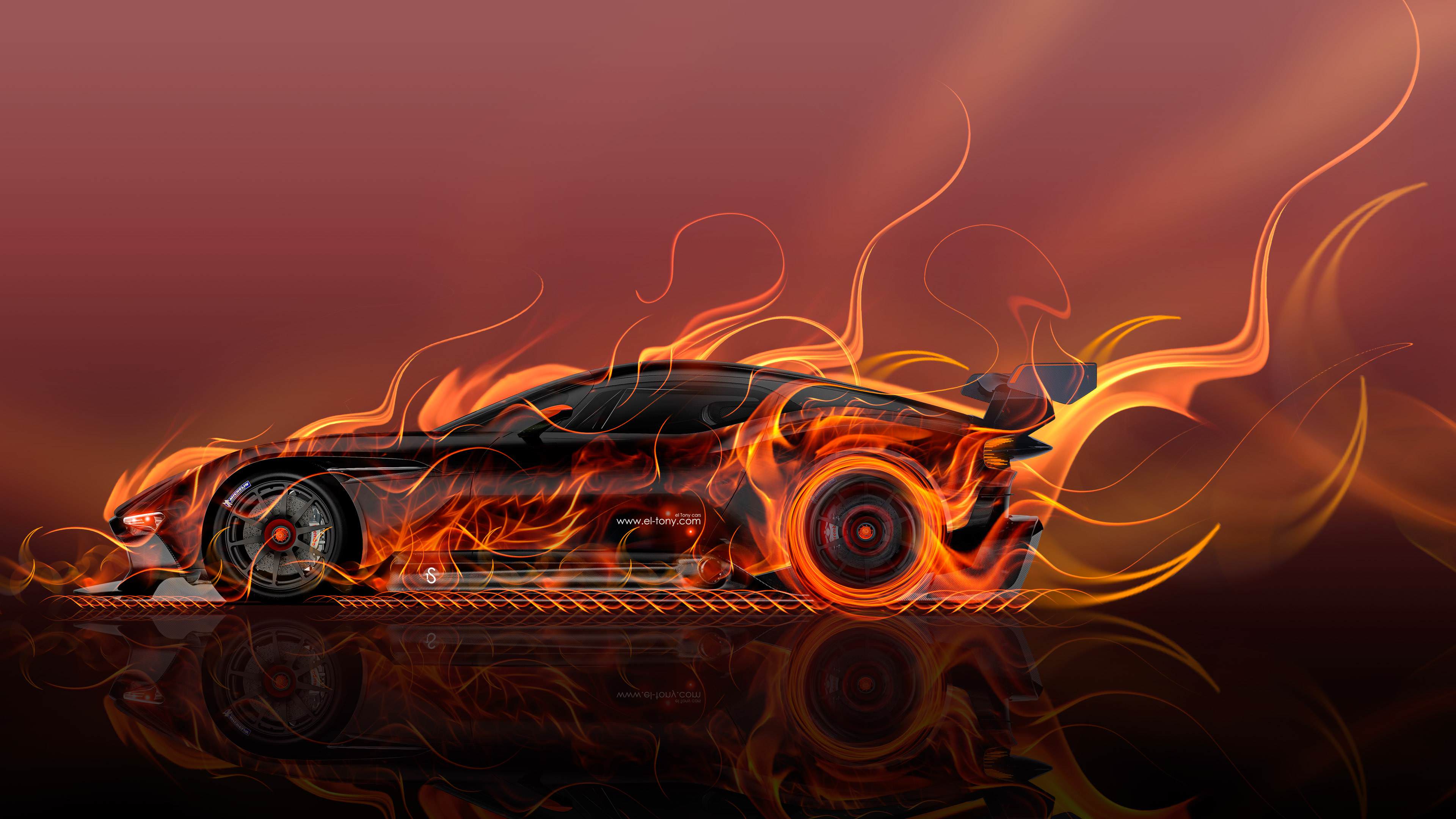 Aston Martin Vulcan Side Super Fire Abstract Car 2015 Original