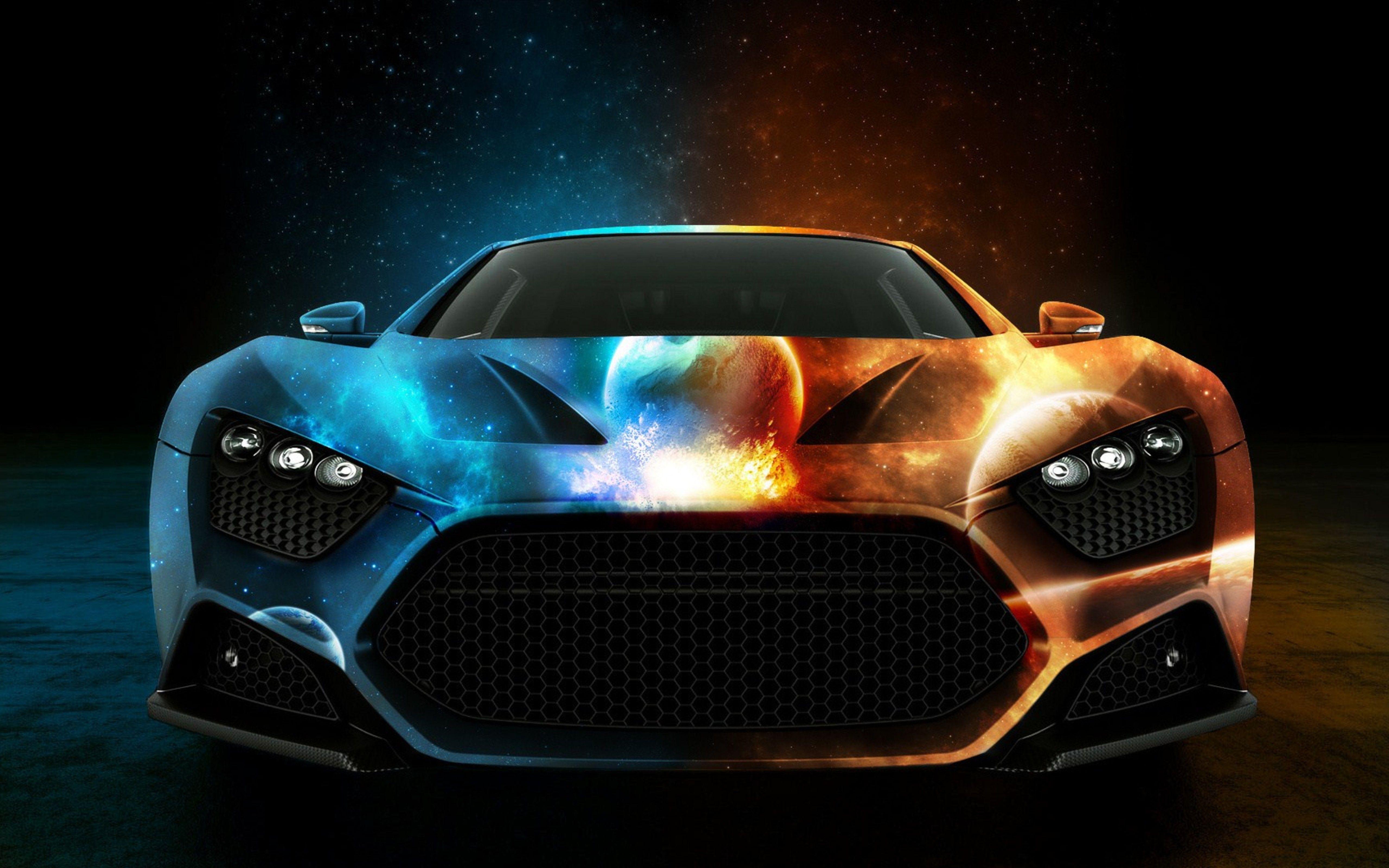 Water and fire abstract Car HD Wallpaper Free