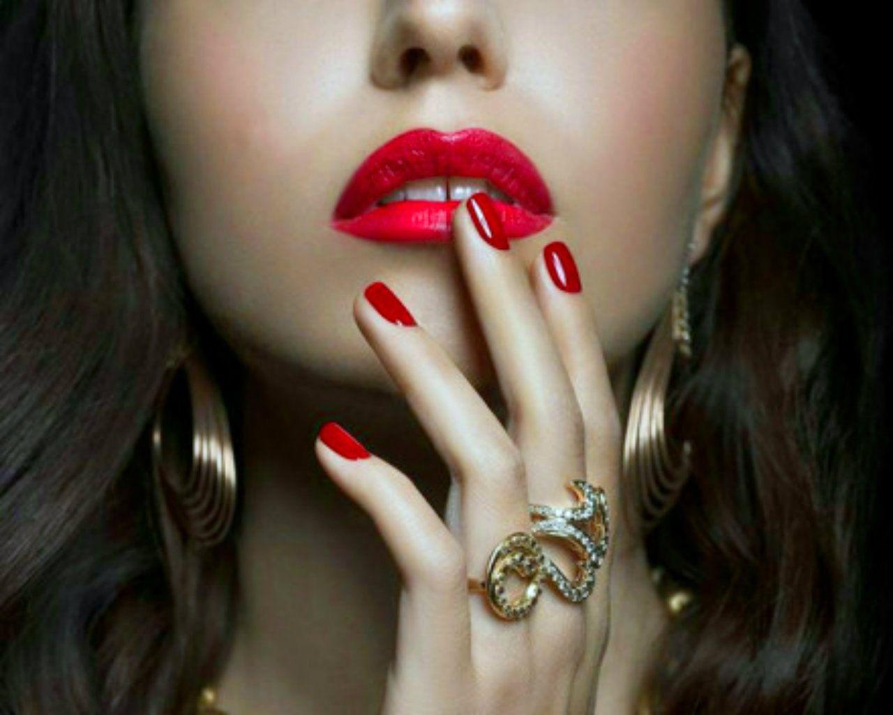Red Lipstick & Red Nail Girls HD Wallpaper. Beautiful image HD