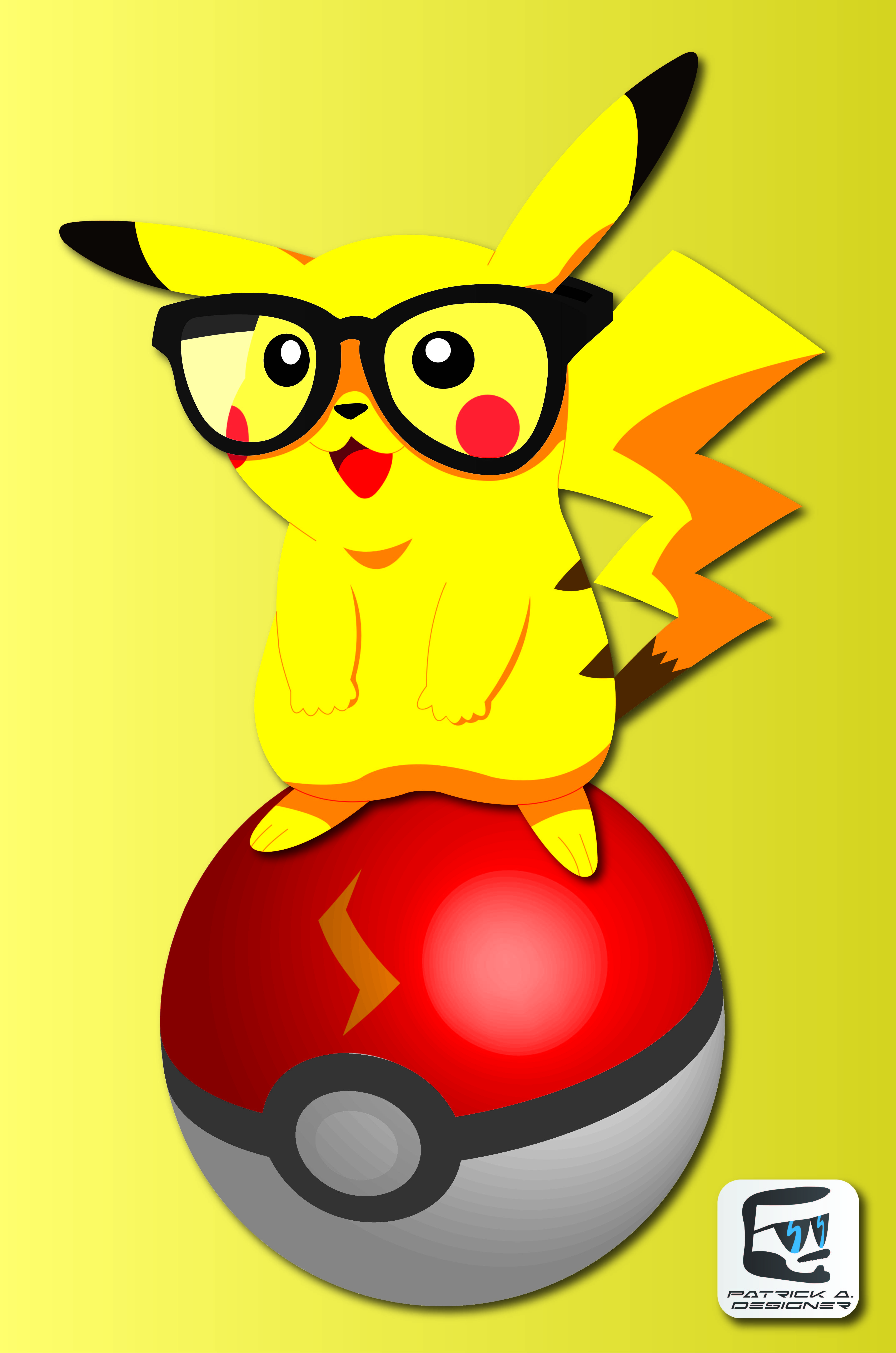 Arte que fiz do Pikachu e da Pokebola 3D. Pokemon