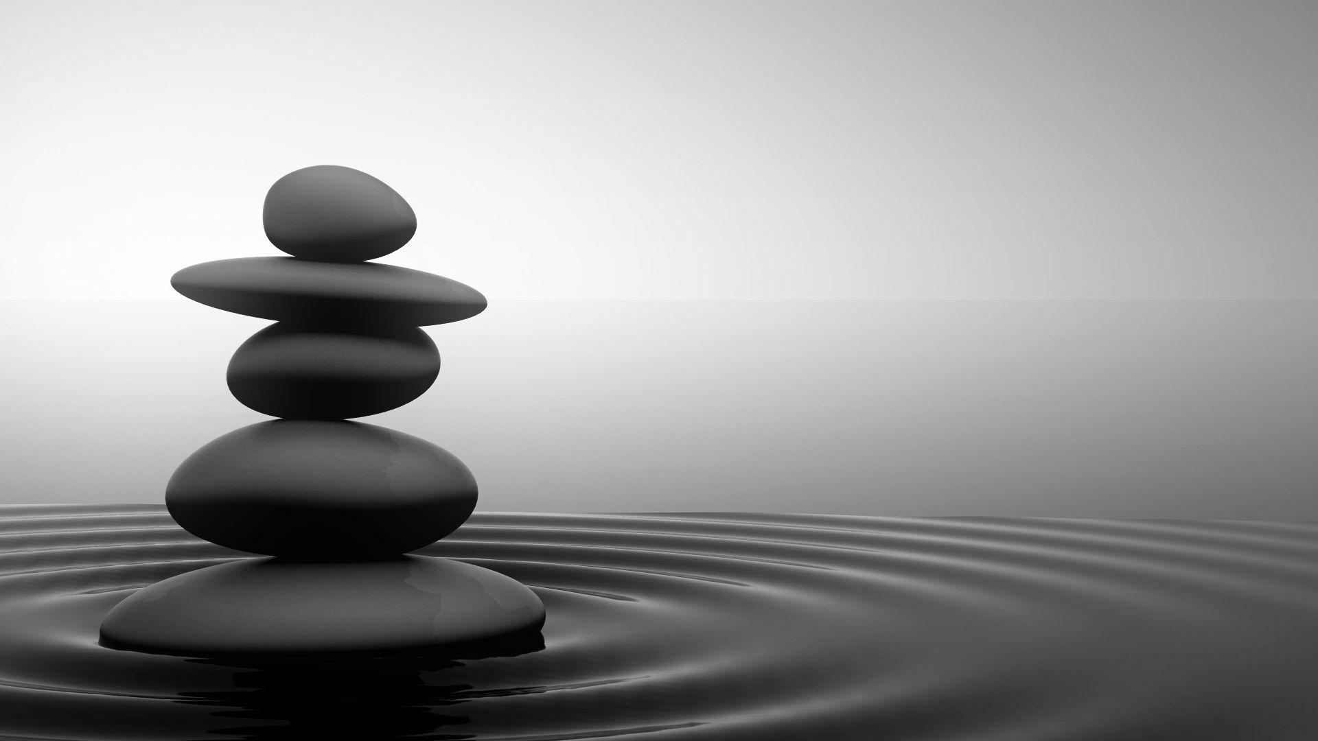 Black and white; Zen; Stone; Water; Grey; Calm; Serenity