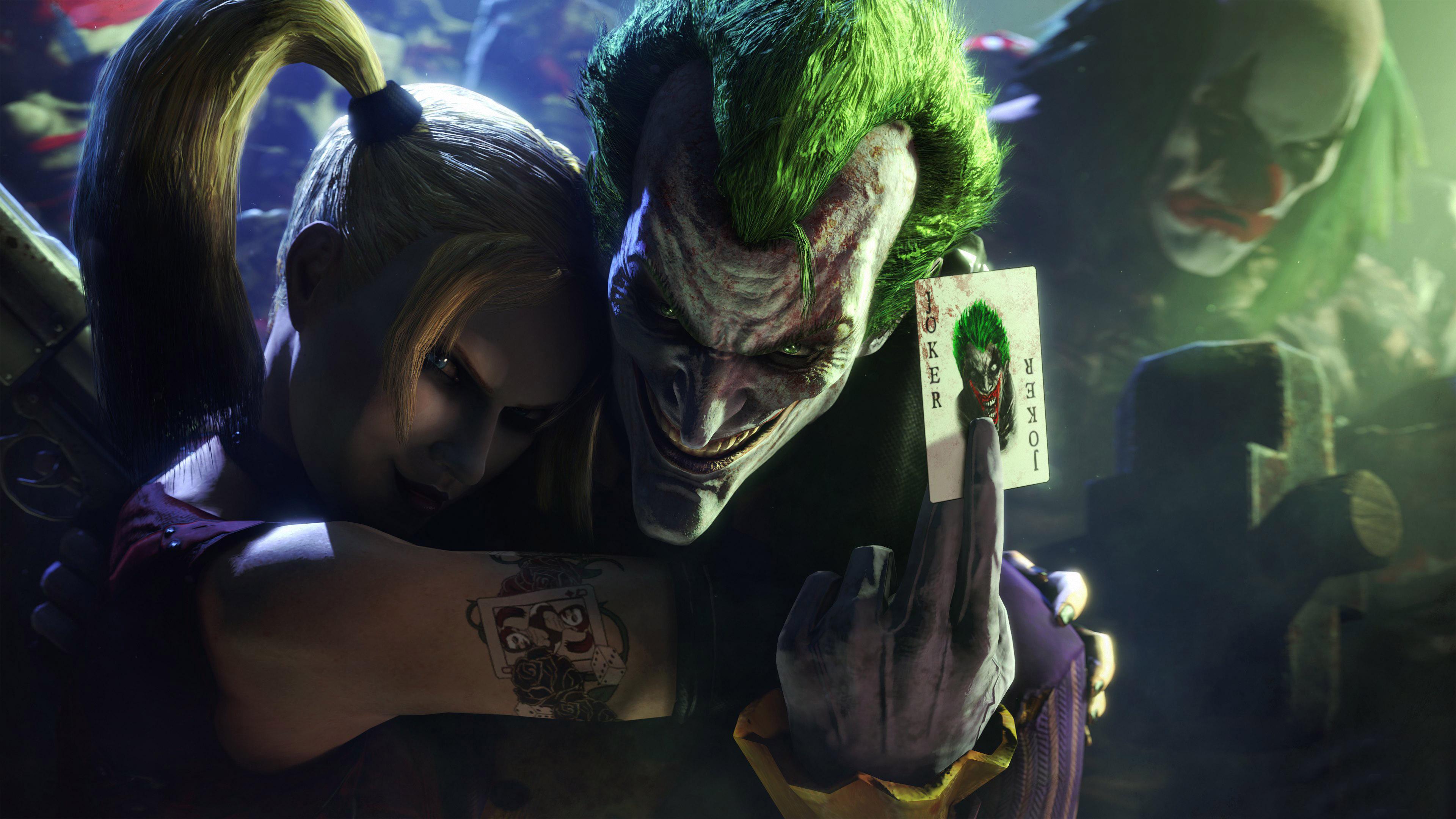 Joker hugging Harley Quinn HD desktop wallpaper, Widescreen, High