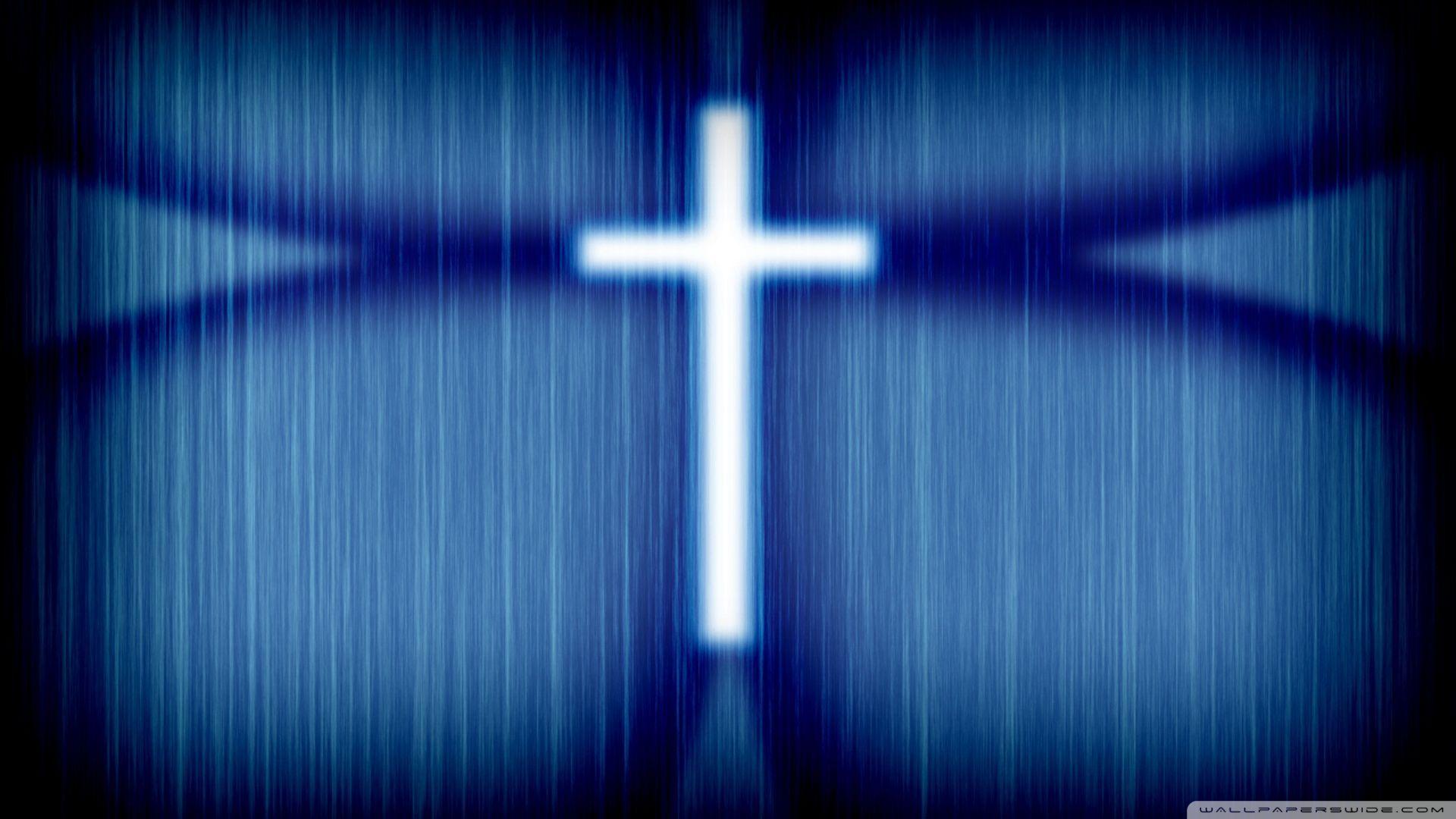 White Cross Blue Background Wallpaper Full Hd Wallpaper Cross