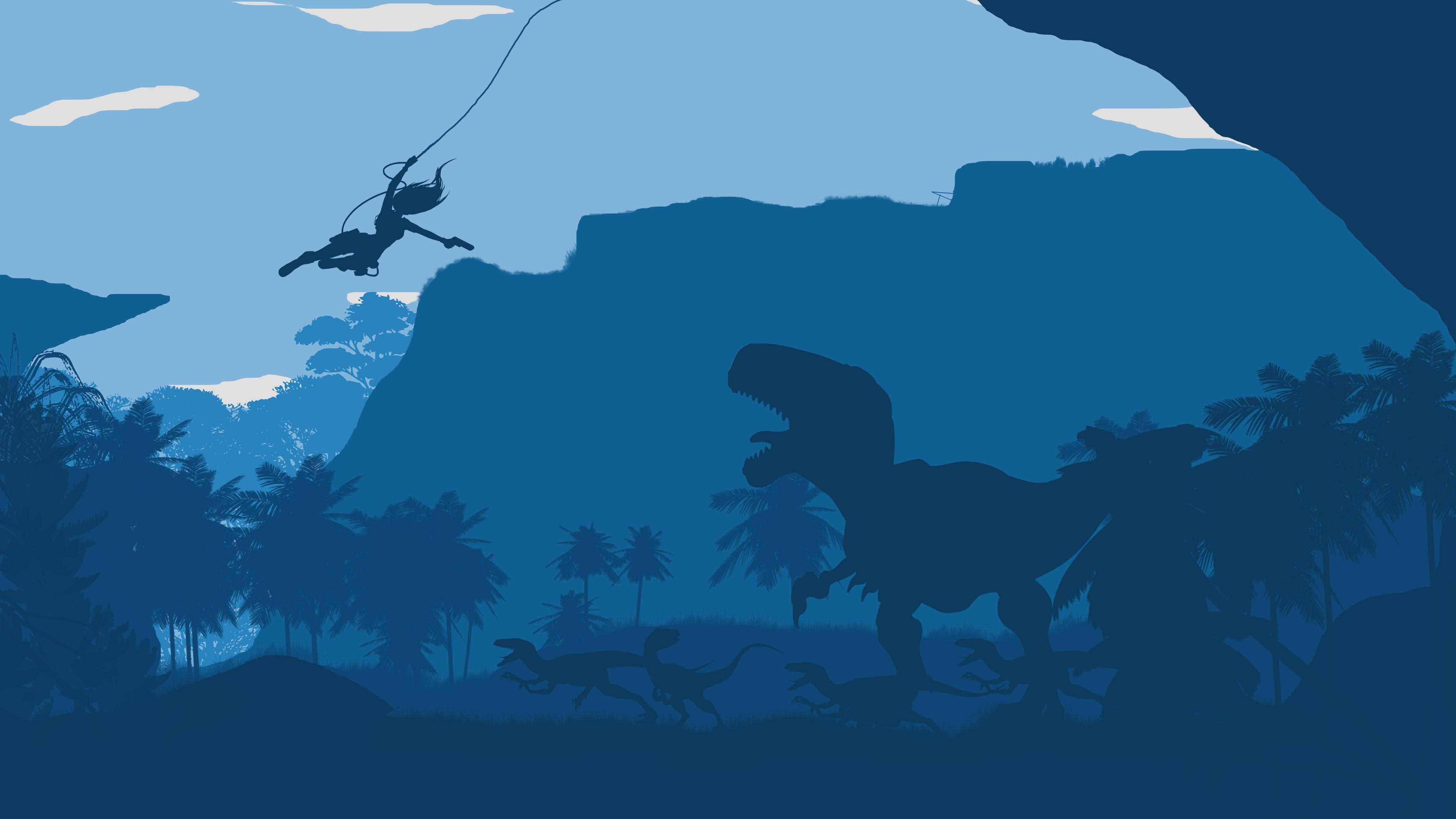 Tomb Raider Dinosaur 4K Wallpaper