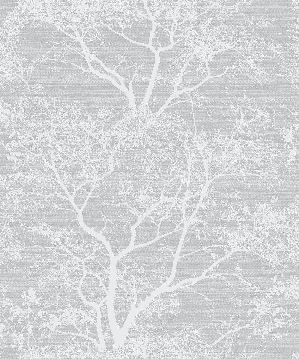 Whispering Trees Grey Wallpaper
