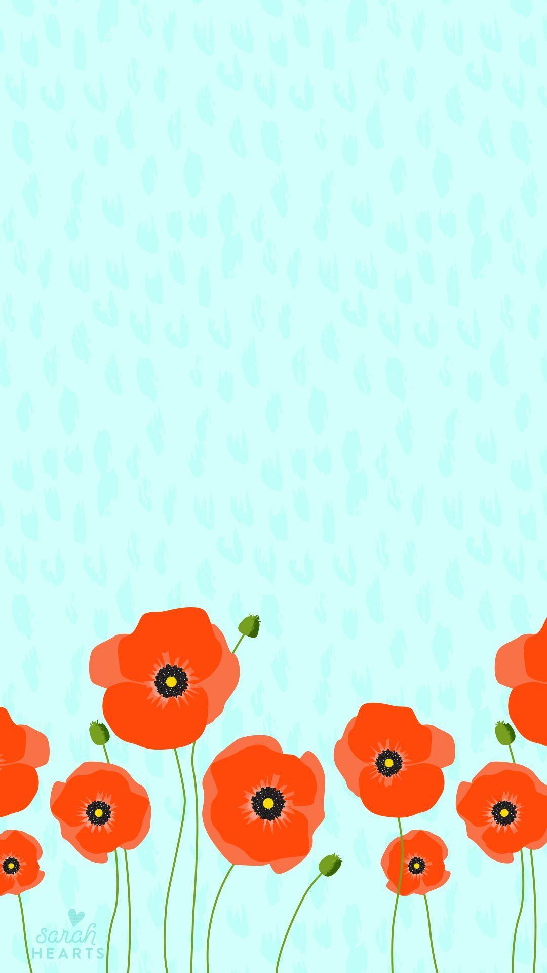 Pretty Poppies Quote Home Screen Wallpaper. iPhone