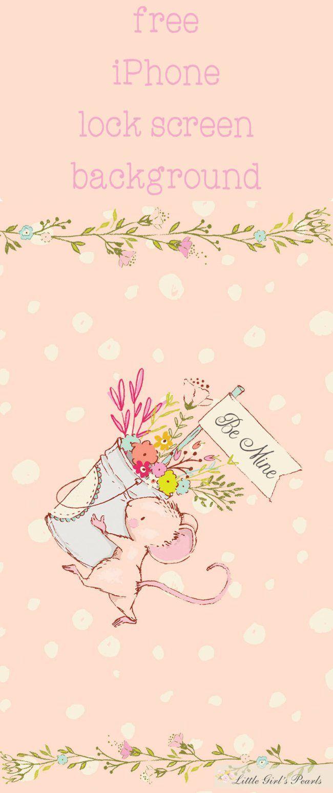 Be Mine Floral Mouse Phone Wallpaper. Little Girls Pearls