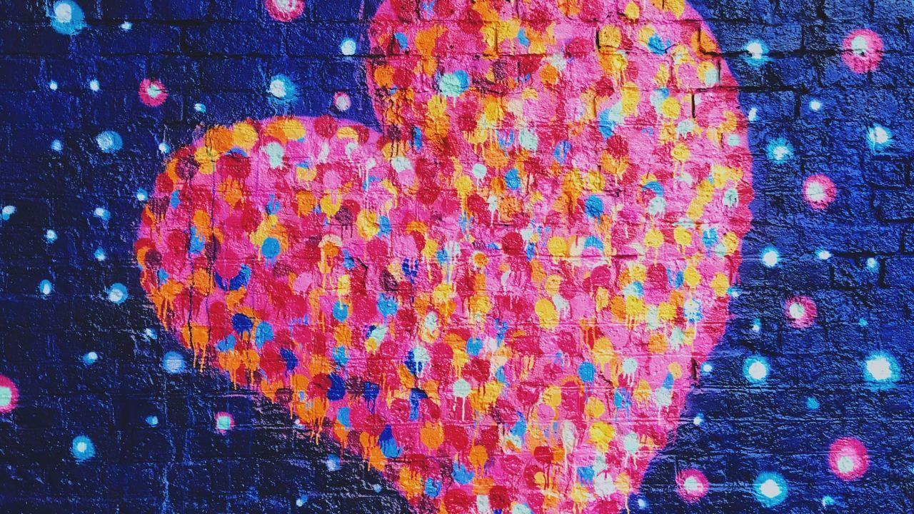 Wallpaper Love heart, Graffiti, Colorful, Neon, HD, Love