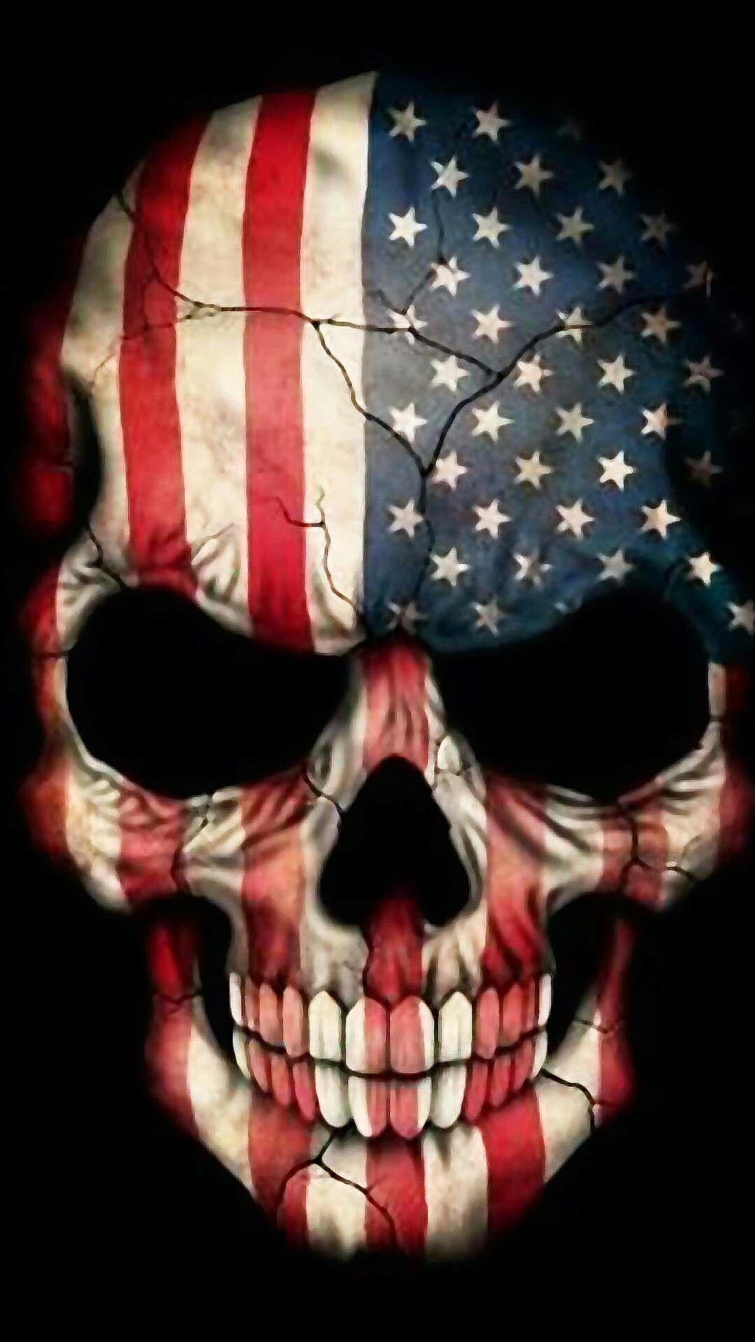 Skull for the USA. red, white, and blue