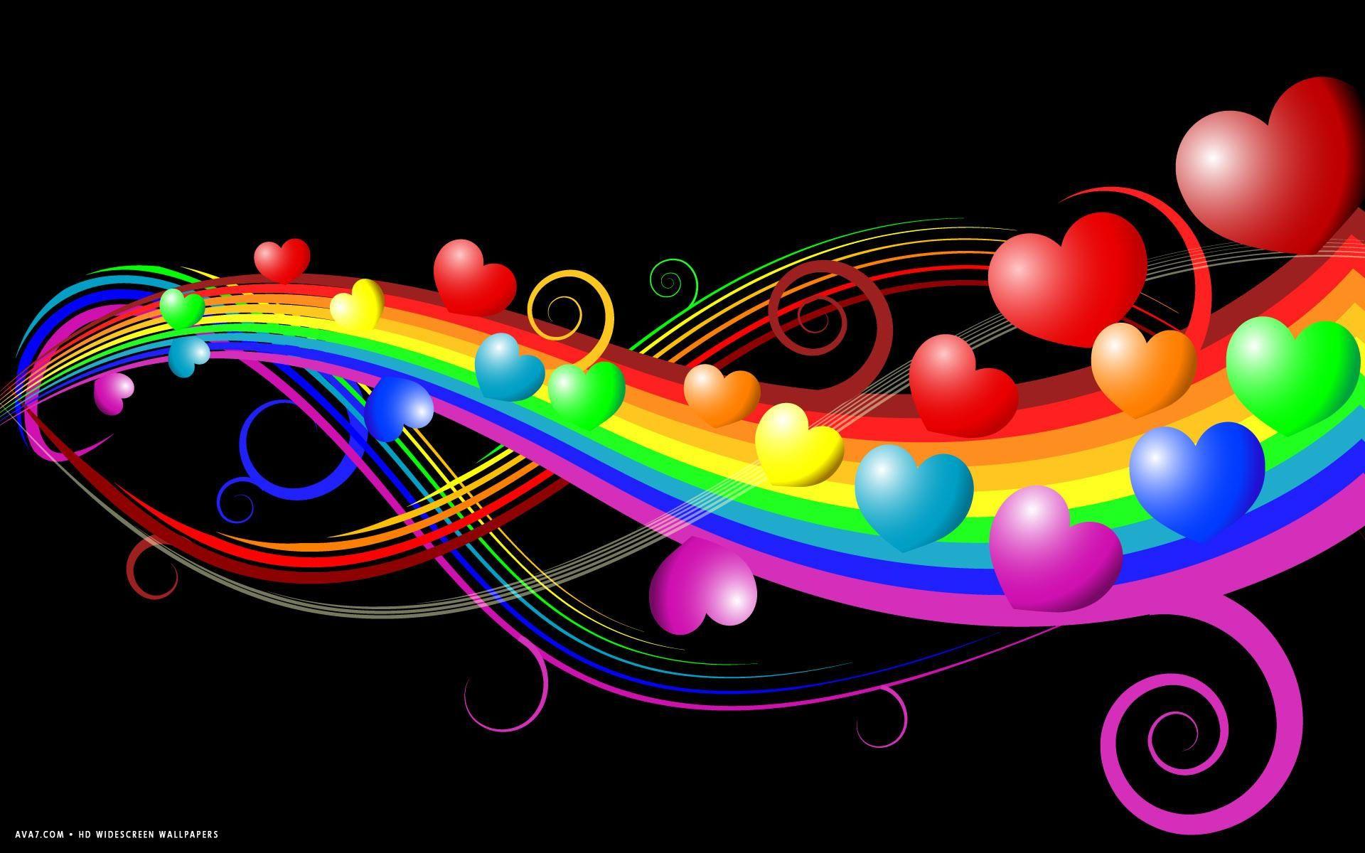 heart abstract hearts rainbow colors lines HD widescreen wallpaper / romantic background