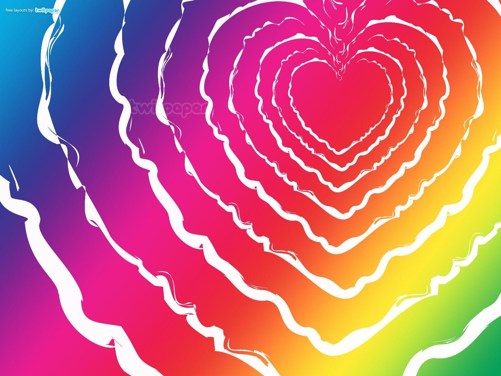 Rainbow Coloured Wallpaper Modern Rainbow Heart Color Splash