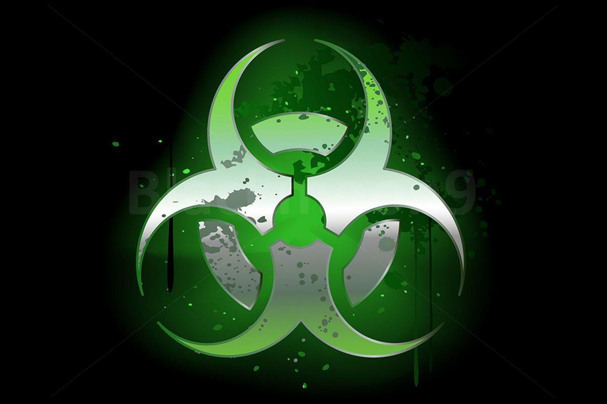 Biohazard symbol on a dark background