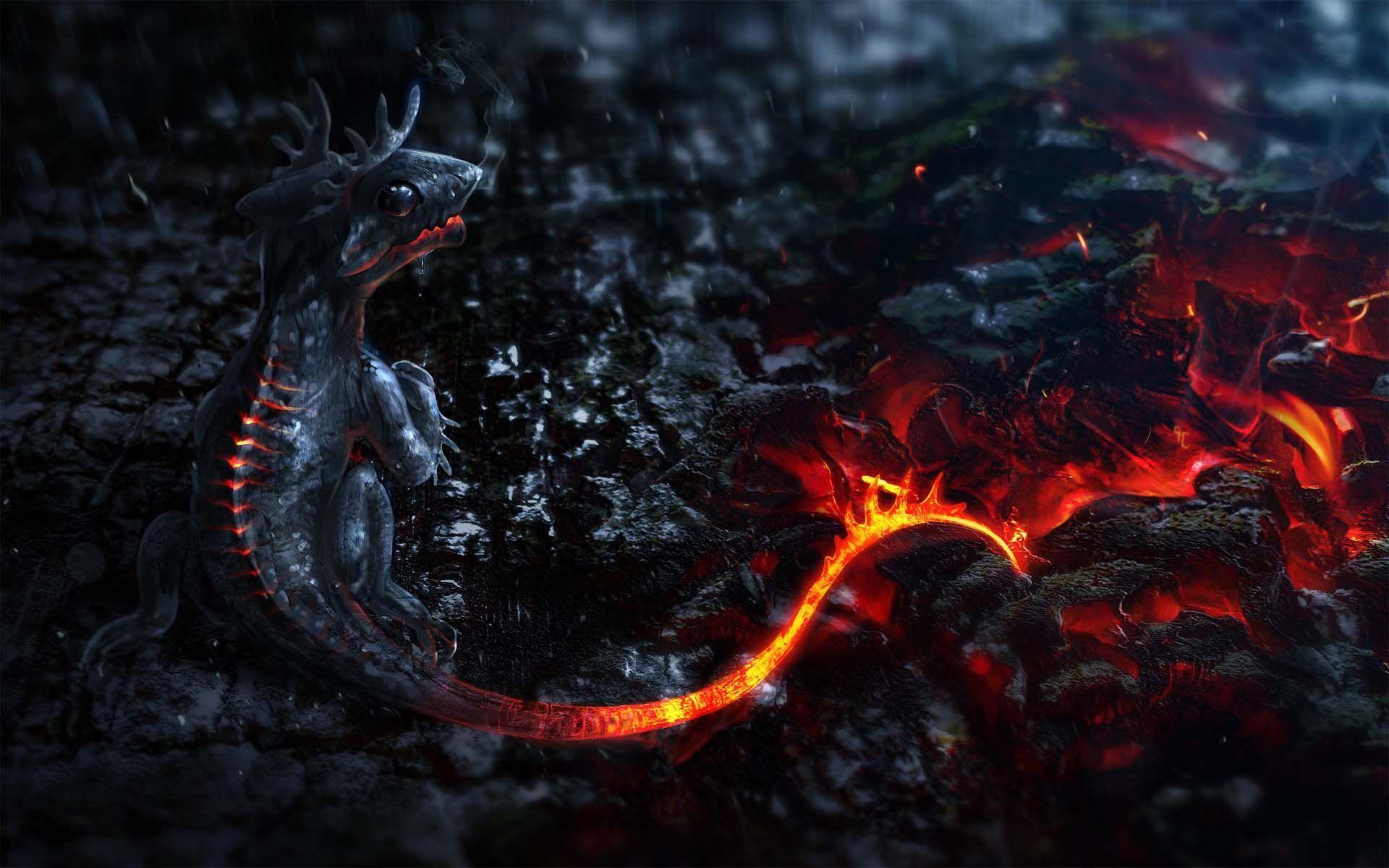 Lava Dragon. HD 3D and Abstract Wallpaper for Mobile and Desktop