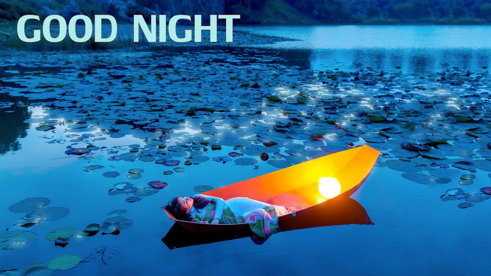 Hd Boat With Girl Good Night HD Wallpaper