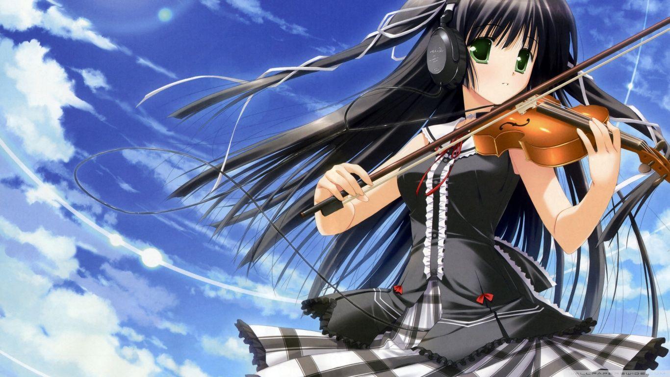 Anime Girl Playing Violin ❤ 4K HD Desktop Wallpaper for 4K Ultra HD