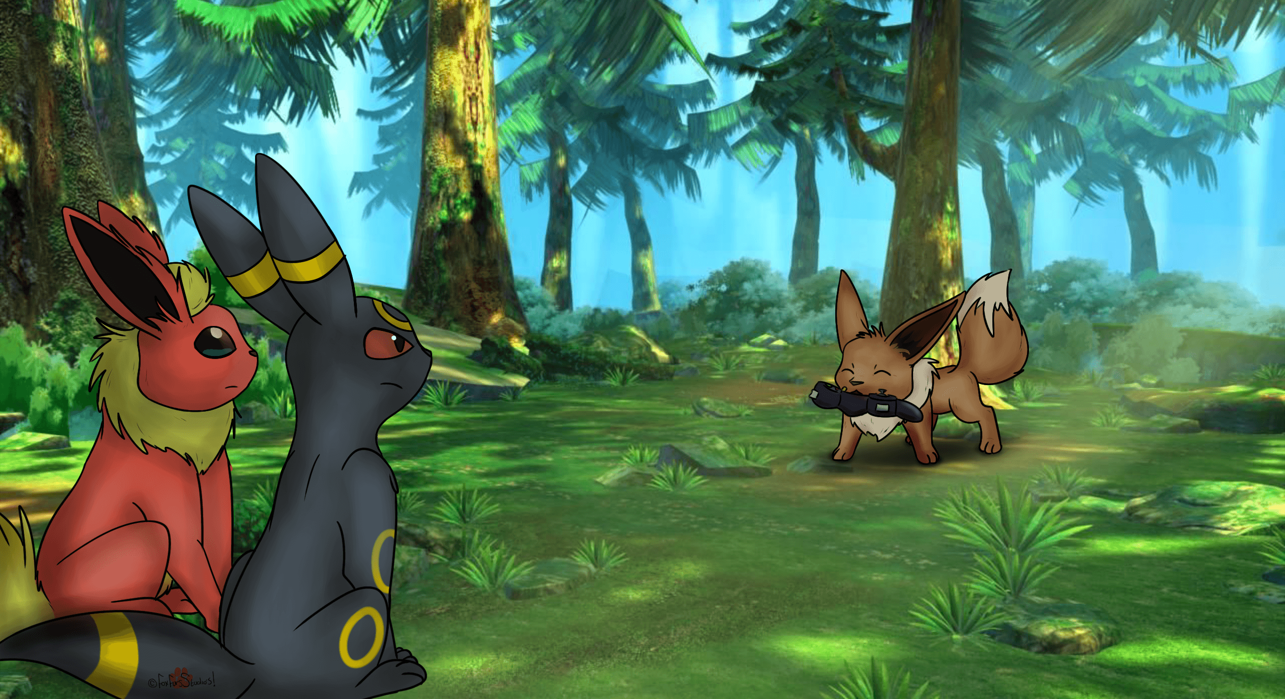 Eevee Gaming PC Background -GIFT- by Jaysen_Meerkat - Fur Affinity