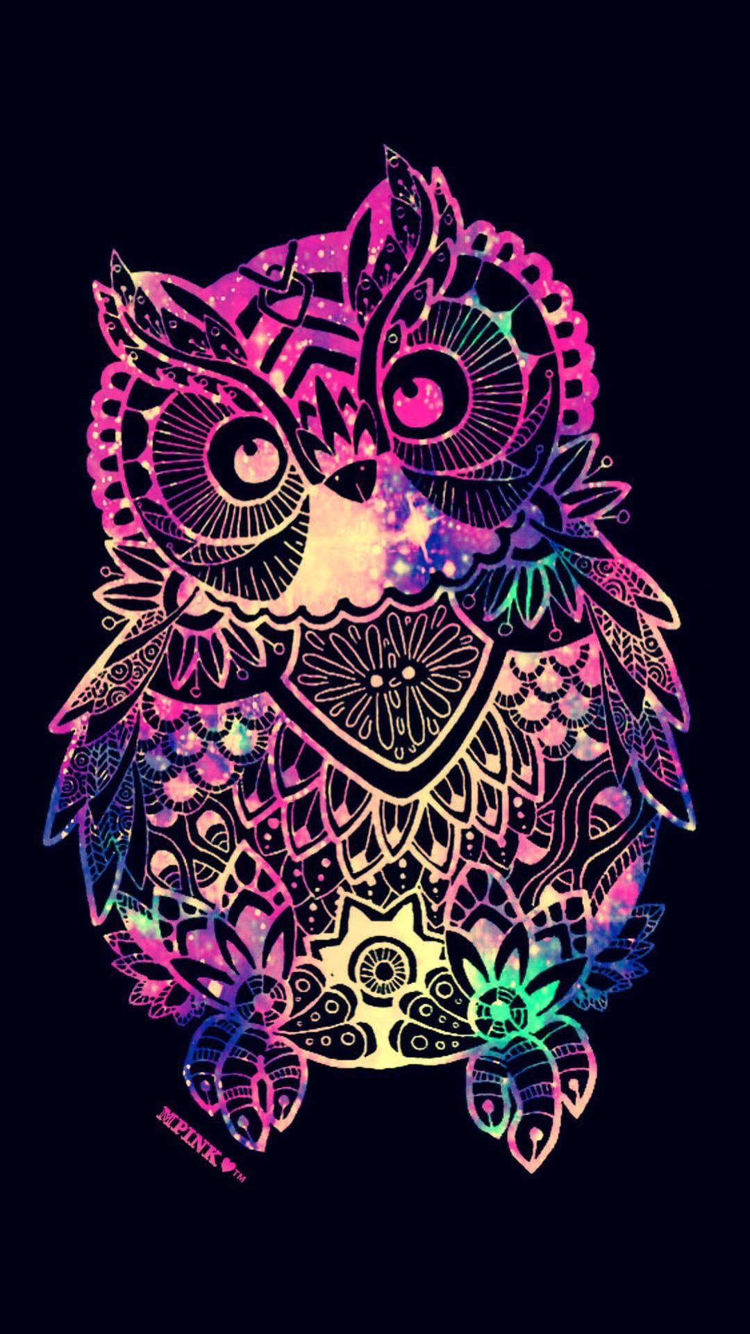 Tribal Owl Galaxy Wallpaper #androidwallpaper #iphonewallpaper