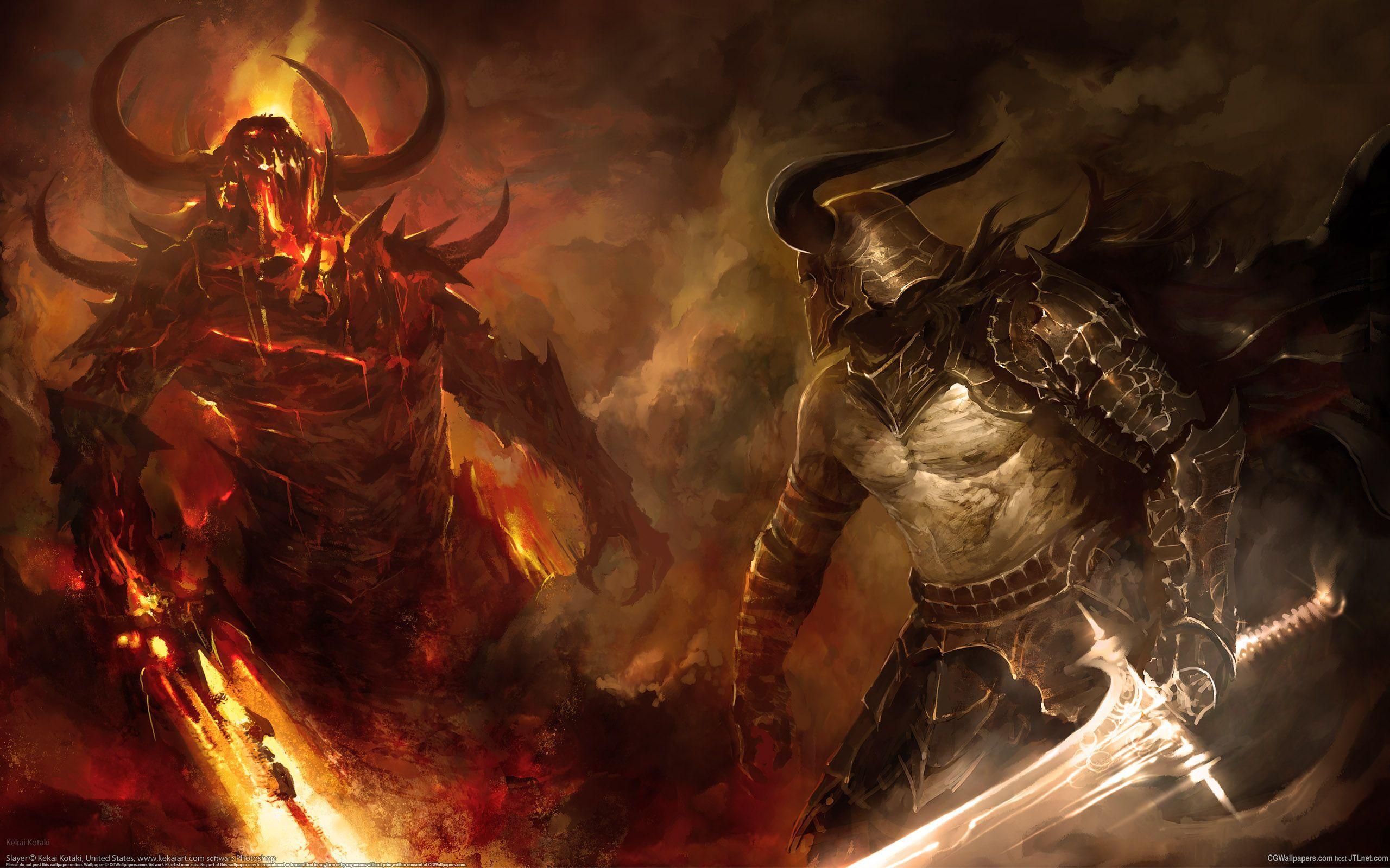 HD Good Vs Evil Warrior Version Wallpaper. Download Free -123408. Fantasy illustration, Guild wars, Angels and demons