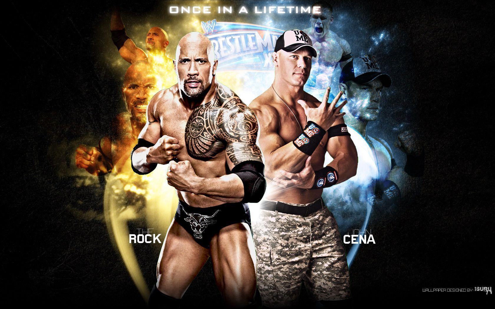 Wallpaper John Cena Wwe The Rock Vs Once In A Lifetime 1680x1050
