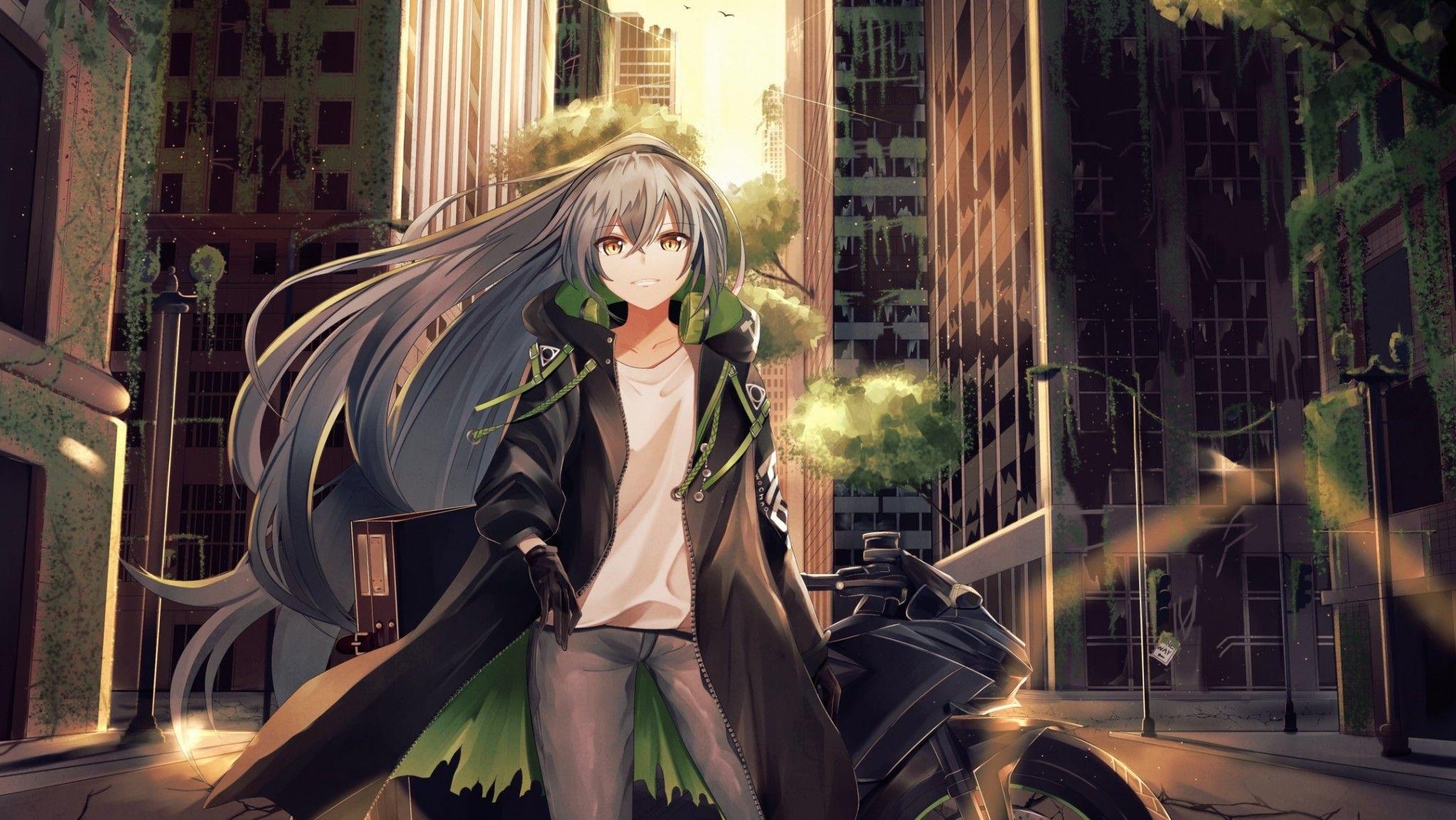 Download 2048x1154 Girls Frontline, Apocalypse, Motorcycle, Gloves