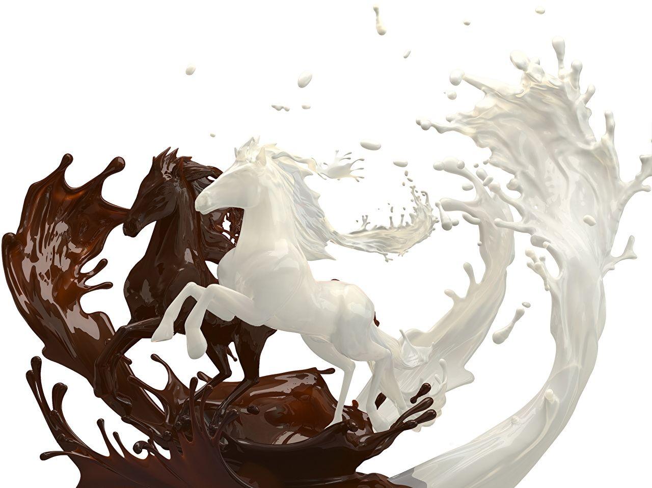 Wallpaper Milk Horses Chocolate 2 3D Graphics Animals