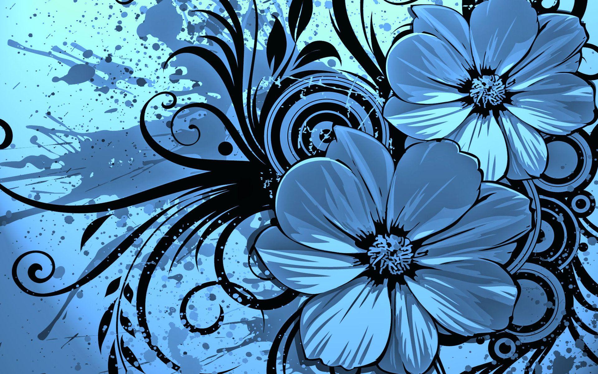 Blue Flower Vector Designs Wallpaper