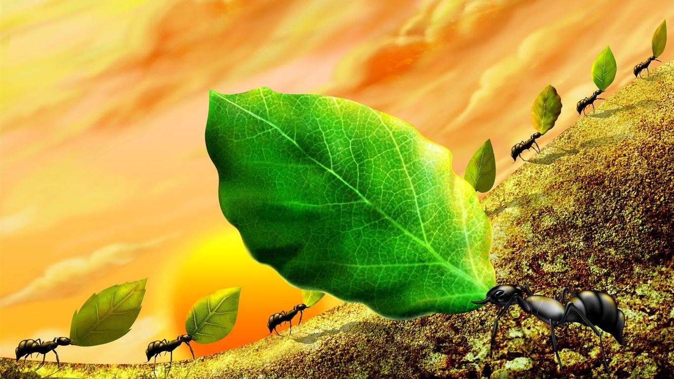 Colorful Hand Painted Wallpaper Landscape Ecology