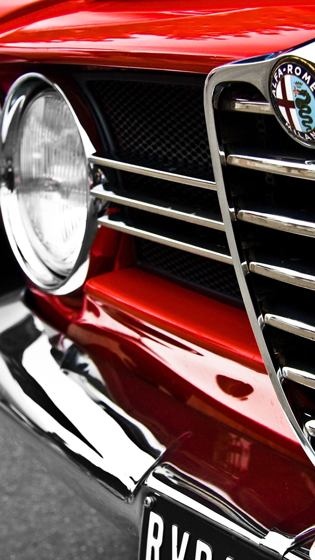 Photo Alfa Romeo Logo Emblem Red Cars Headlights Closeup 1080x1920