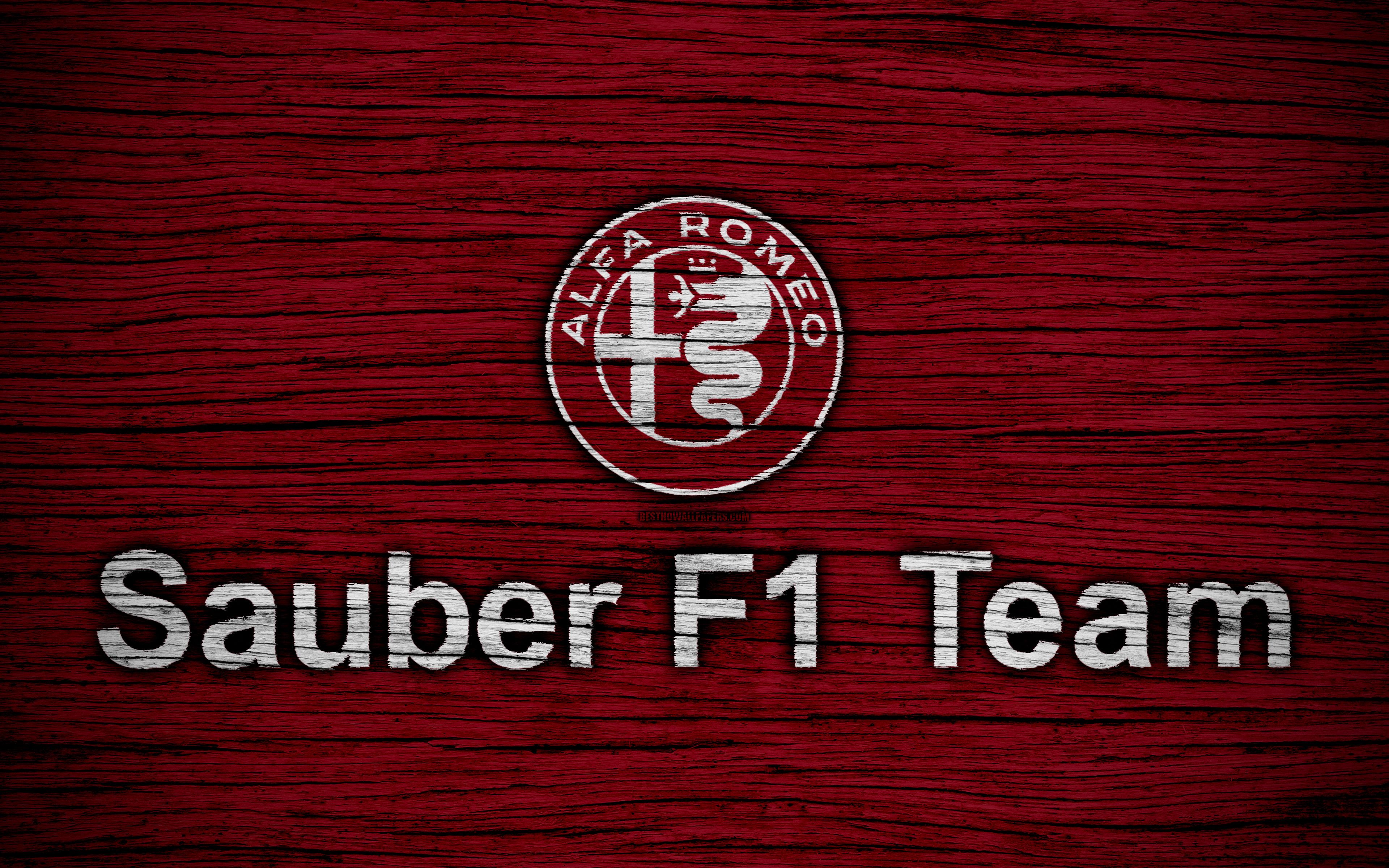 Download wallpaper Alfa Romeo Sauber F1 Team, 4k, logo, F1 teams