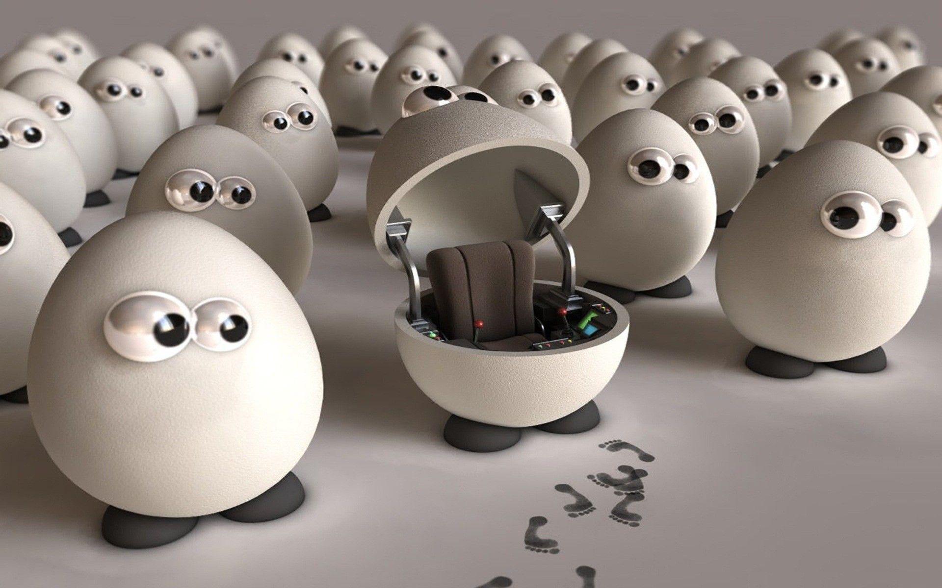 Eggs funny white wallpaper. PC