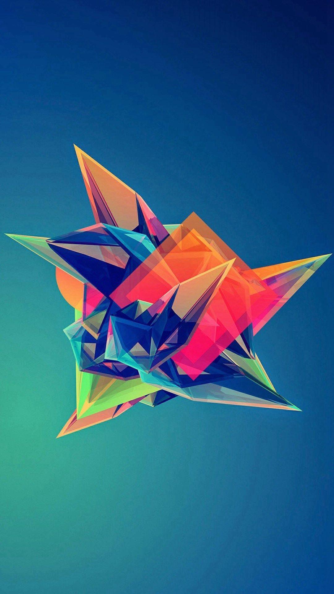 colorful cool abstract polygonal shape iphone 6 plus wallpaper