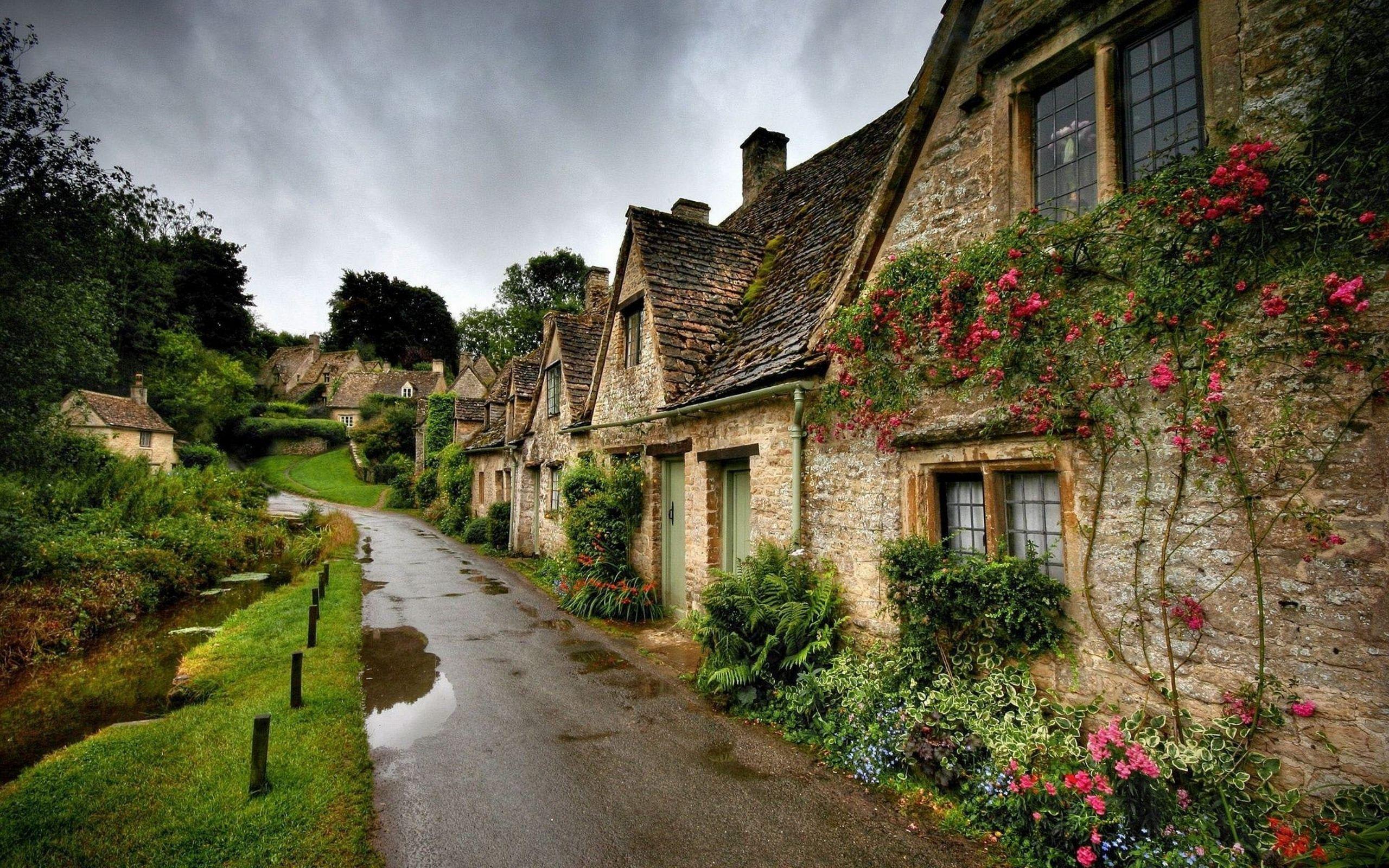 bibury england village landscape wallpaper HD free