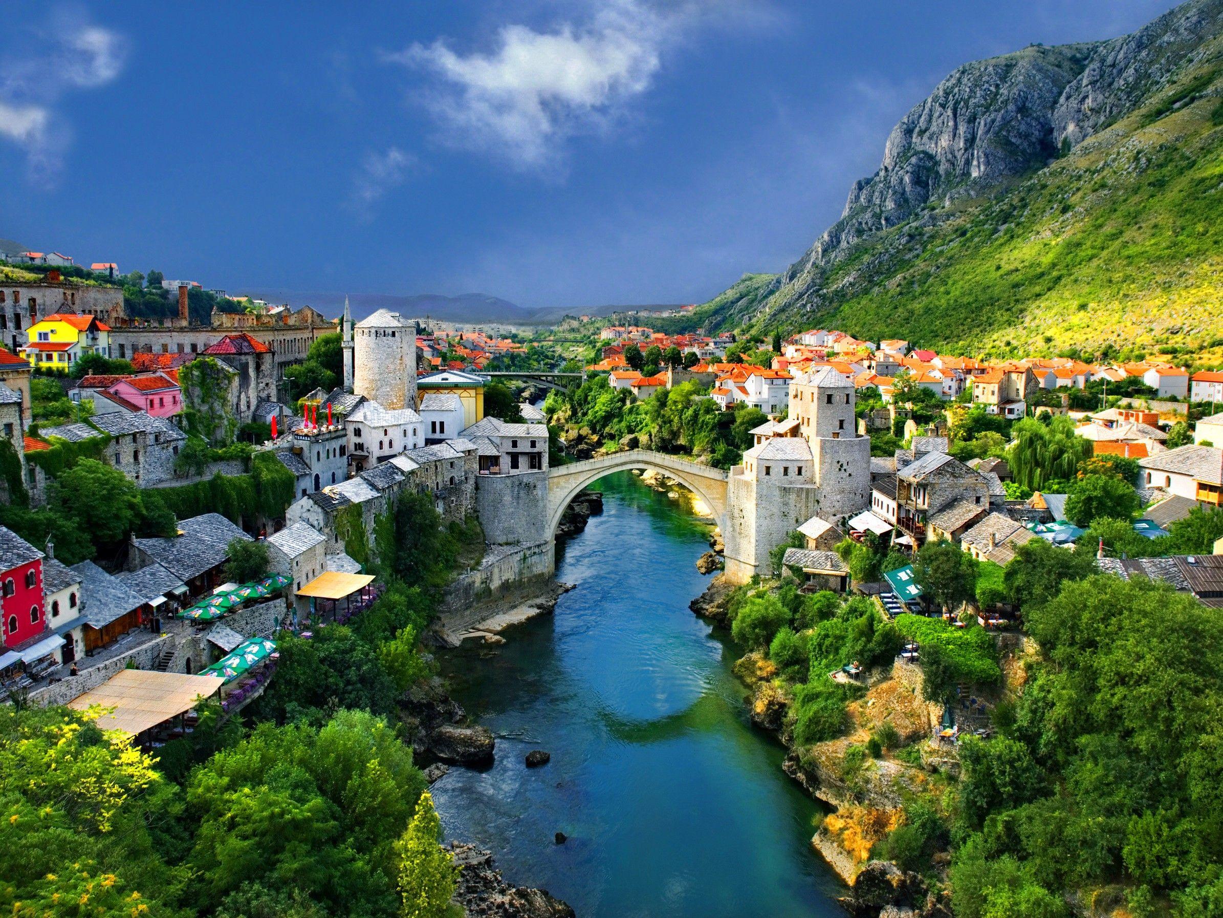 Other: Lovely Mostar Stream Town Bosnia Herzegovina Amazing Balkans