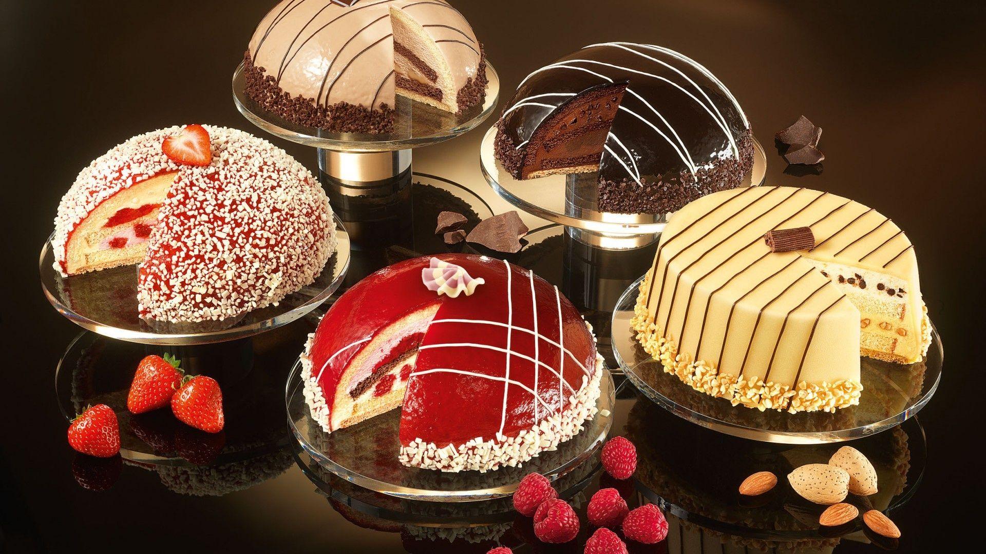 Wallpaper strawberry, chocolate, cake, dessert, almond, raspberry