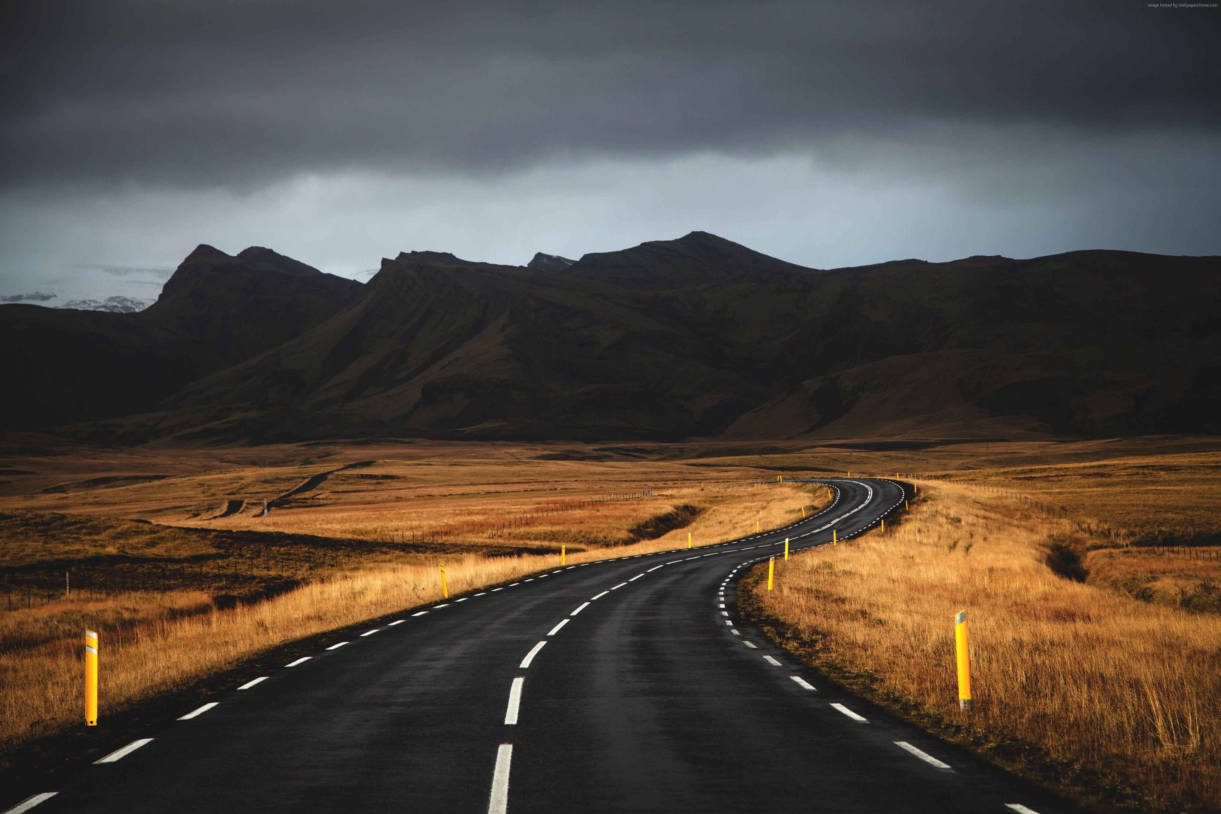 Wallpaper Iceland, 4k, 5k wallpaper, road, mountains, clouds, OS