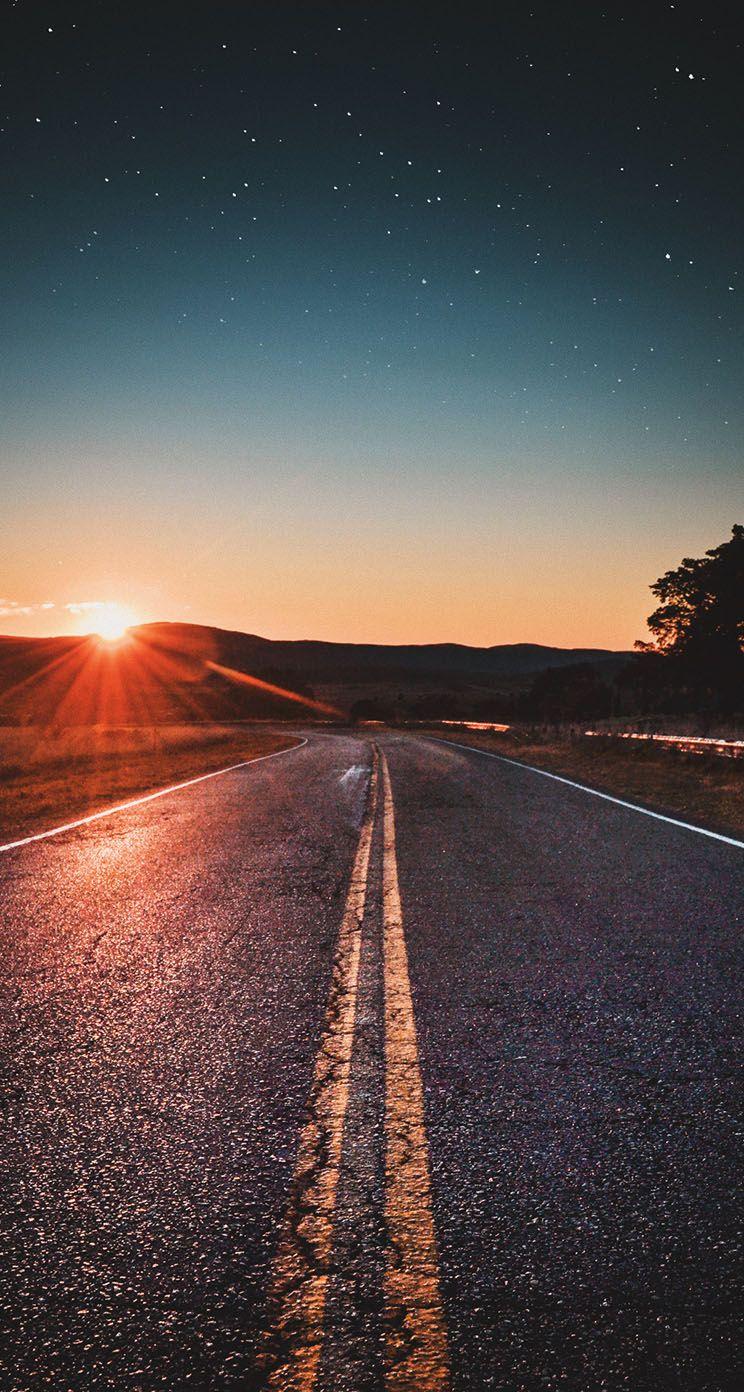 road trip sunset iPhone Wallpaper