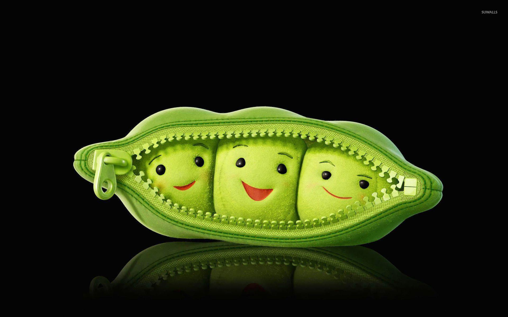 Plush peas in a pod wallpaper