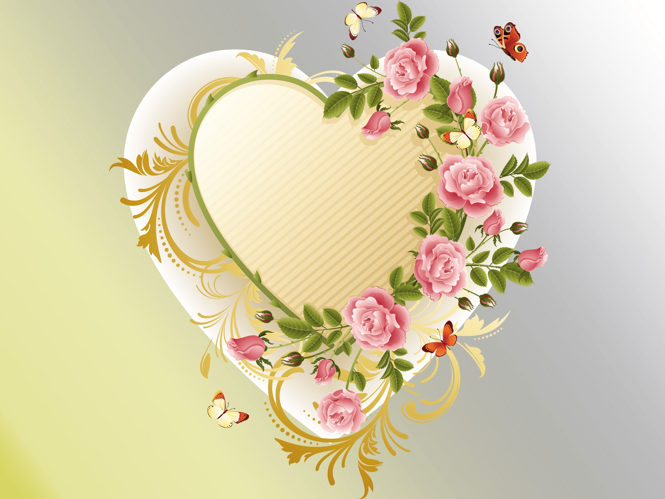 Flower And Heart Wallpaper