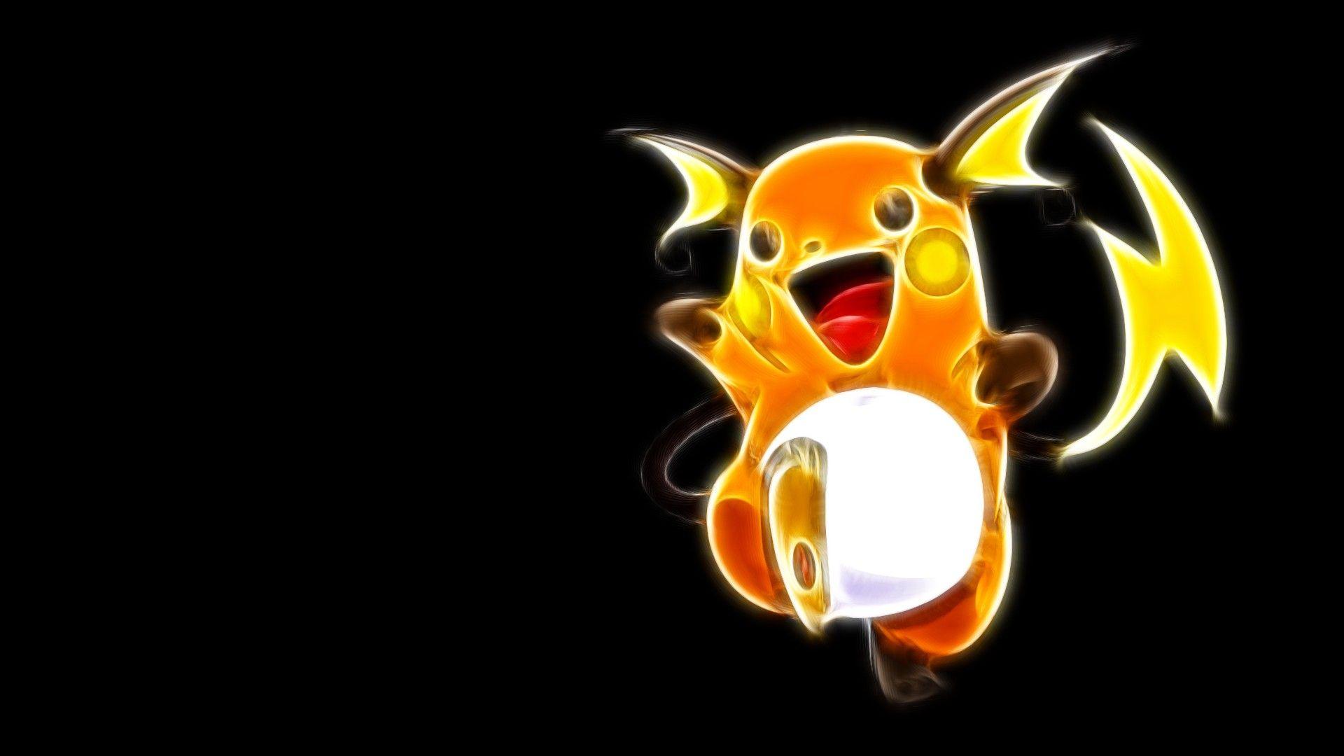 ScreenHeaven: Fractalius Pokemon Raichu black background simple
